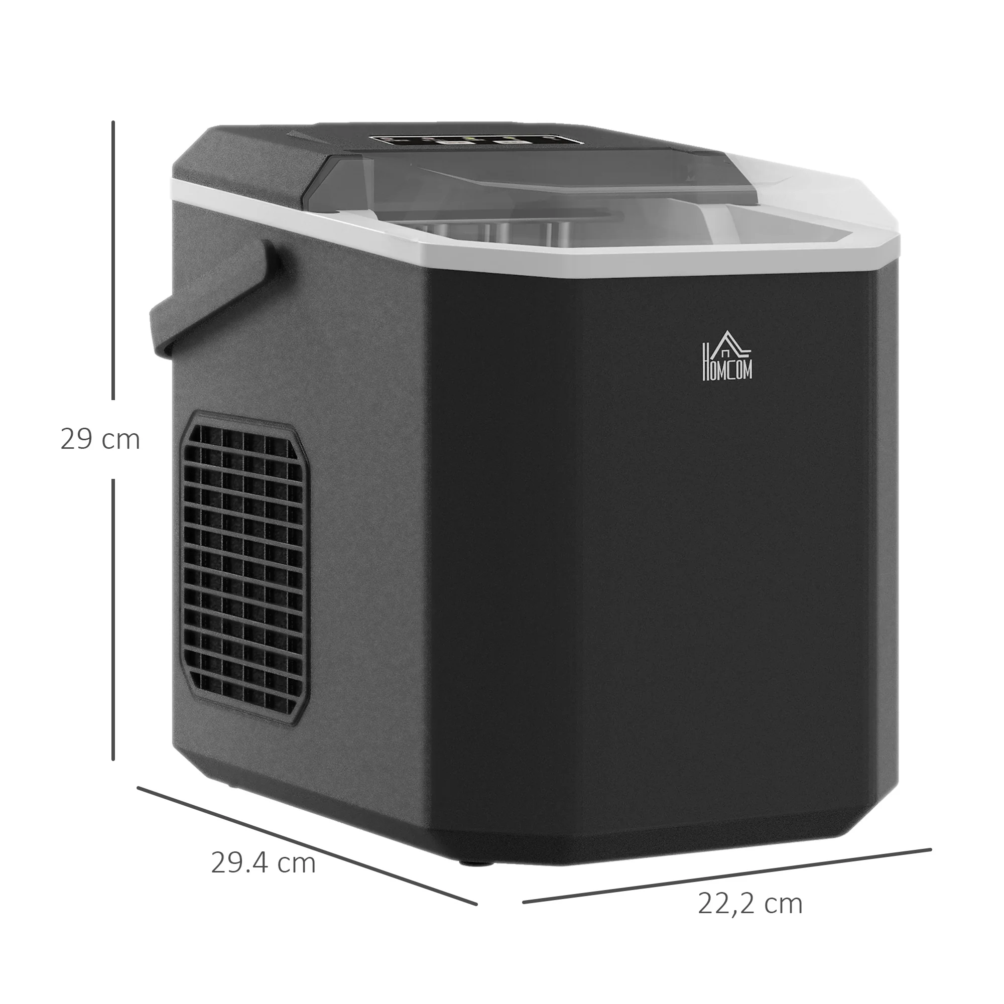 Machine à glaçons autonettoyante, 12kg en 24h, 9 glaçons en 6-13 minutes, ice maker Portable Avec Poignée, panier et pelle, pour la maison/cuisine/camping, noir - Image 4