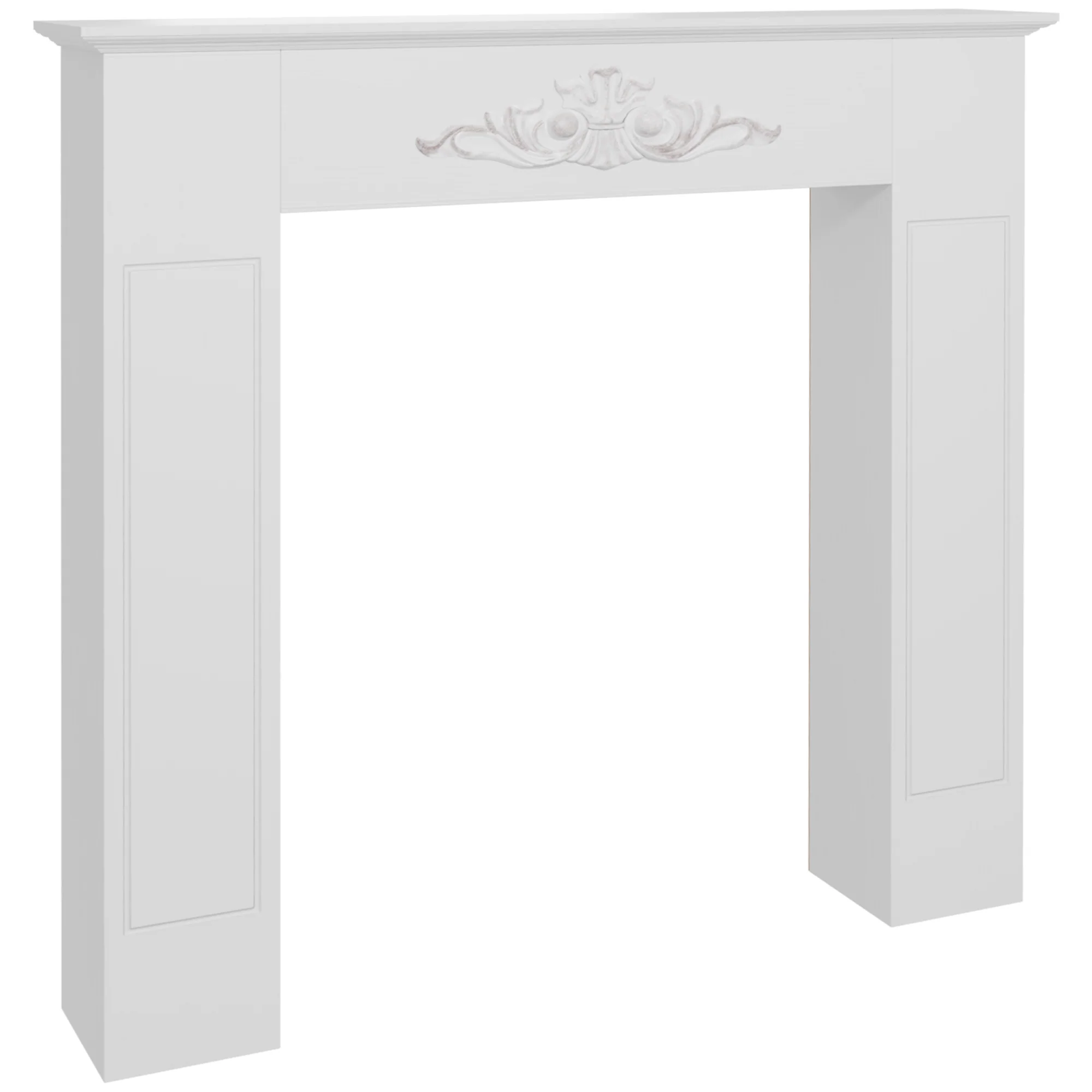 Manteau de cheminée encadrement cadre décoratif pour cheminée électrique 101 x 19 x 100 cm bois massif blanc - Image 11