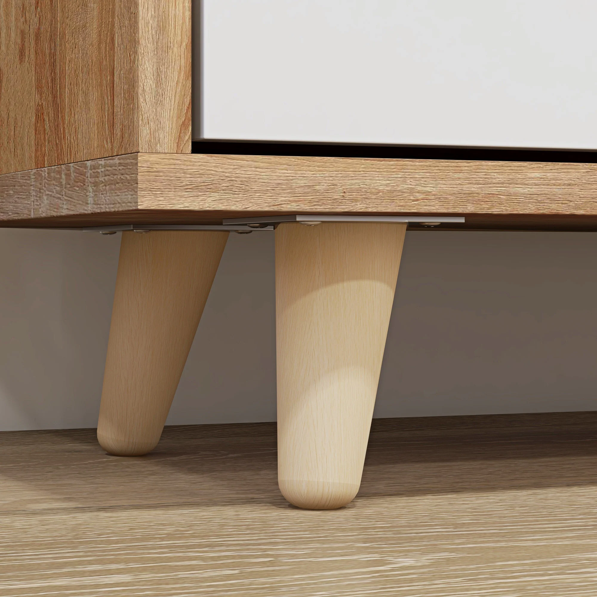 Meuble à chaussures 3 abattants, armoire à chaussures, avec étagère réglable, 72L x 24l x 119H cm, naturel et blanc - Image 10