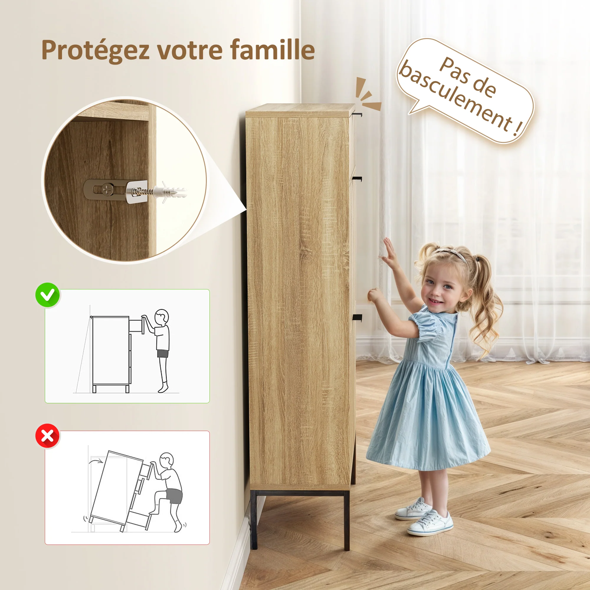 Meuble à chaussures 8 paires, armoire à chaussures étroite, meuble d'entrée avec tiroir coulissant, 2 tiroirs rabattables et étagères réglables, pour couloir et entrée, 60x24x105,5cm, chêne - Image 8