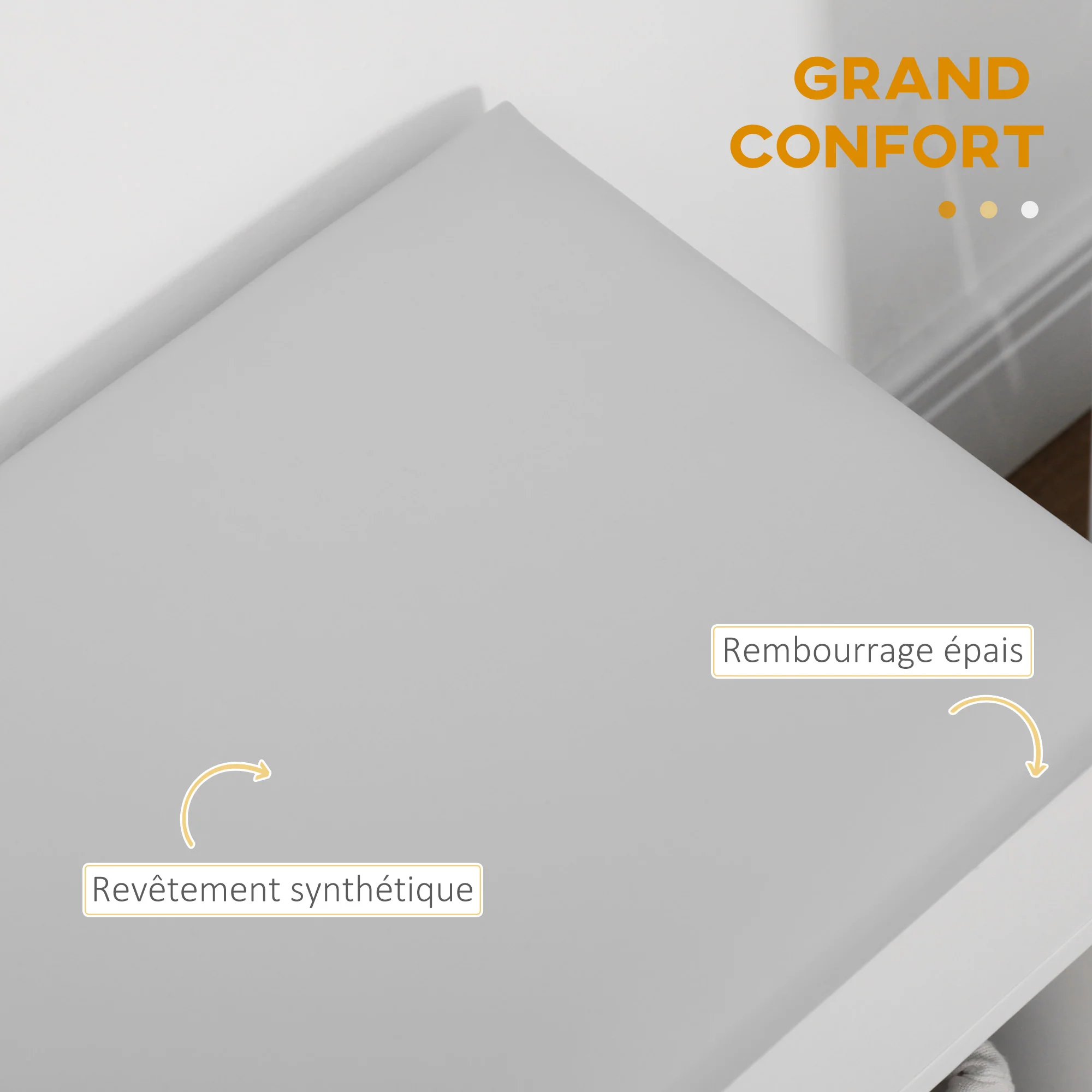 Meuble Chaussures Banc à Chaussures 2 Niveaux Rangement, Niche + Coffre intégré avec Coussin Blanc - Image 5
