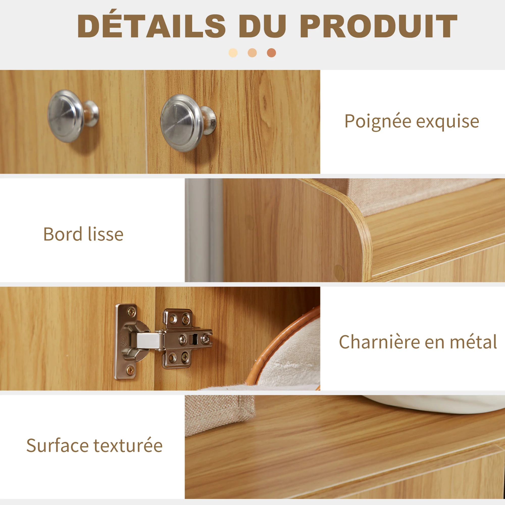 Meuble de rangement à chaussures pour entrée 12 paires - armoire à chaussures avec 4 compartiments ouverts et placard double porte - étagère réglable - 83L x 30l x 90H cm - marron - Image 7