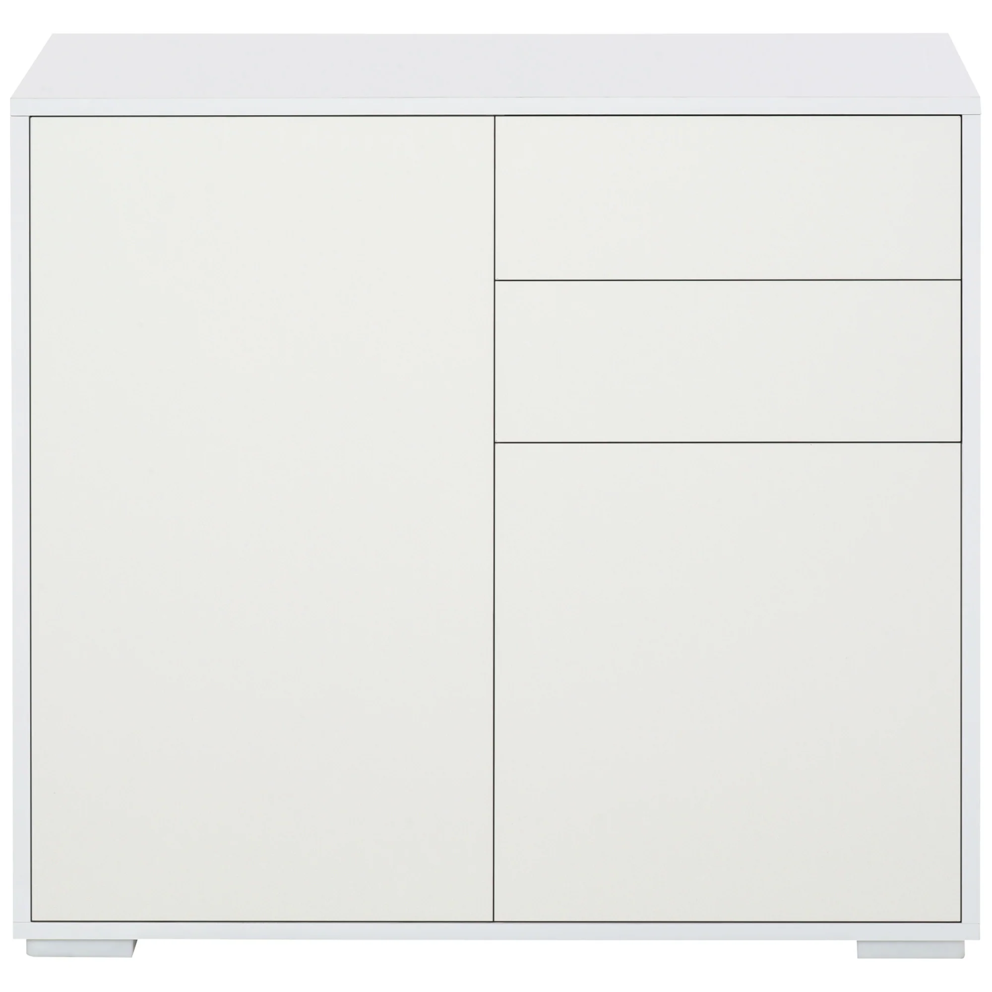 Meuble de rangement buffet commode armoire de rangement avec 2 tiroirs et 2 placards à portes, étagères réglables, pour salon, cuisine, chambre, 79 x 36 x 74 cm blanc