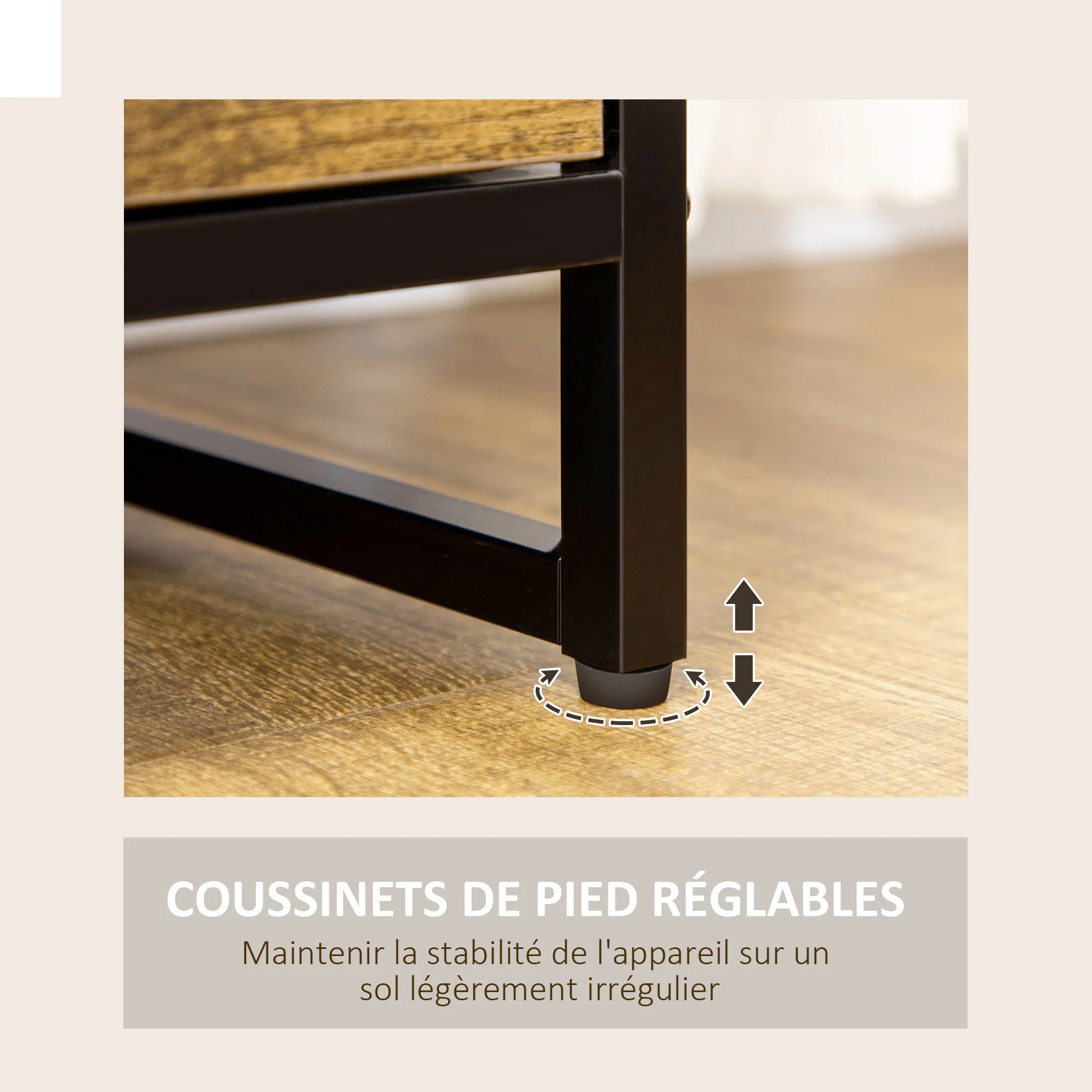 Meuble de rangement, commode, buffet de rangement style industriel 6 tiroirs pliables 2 étagères acier et bois - 84 x 30 x 92 cm - Image 7