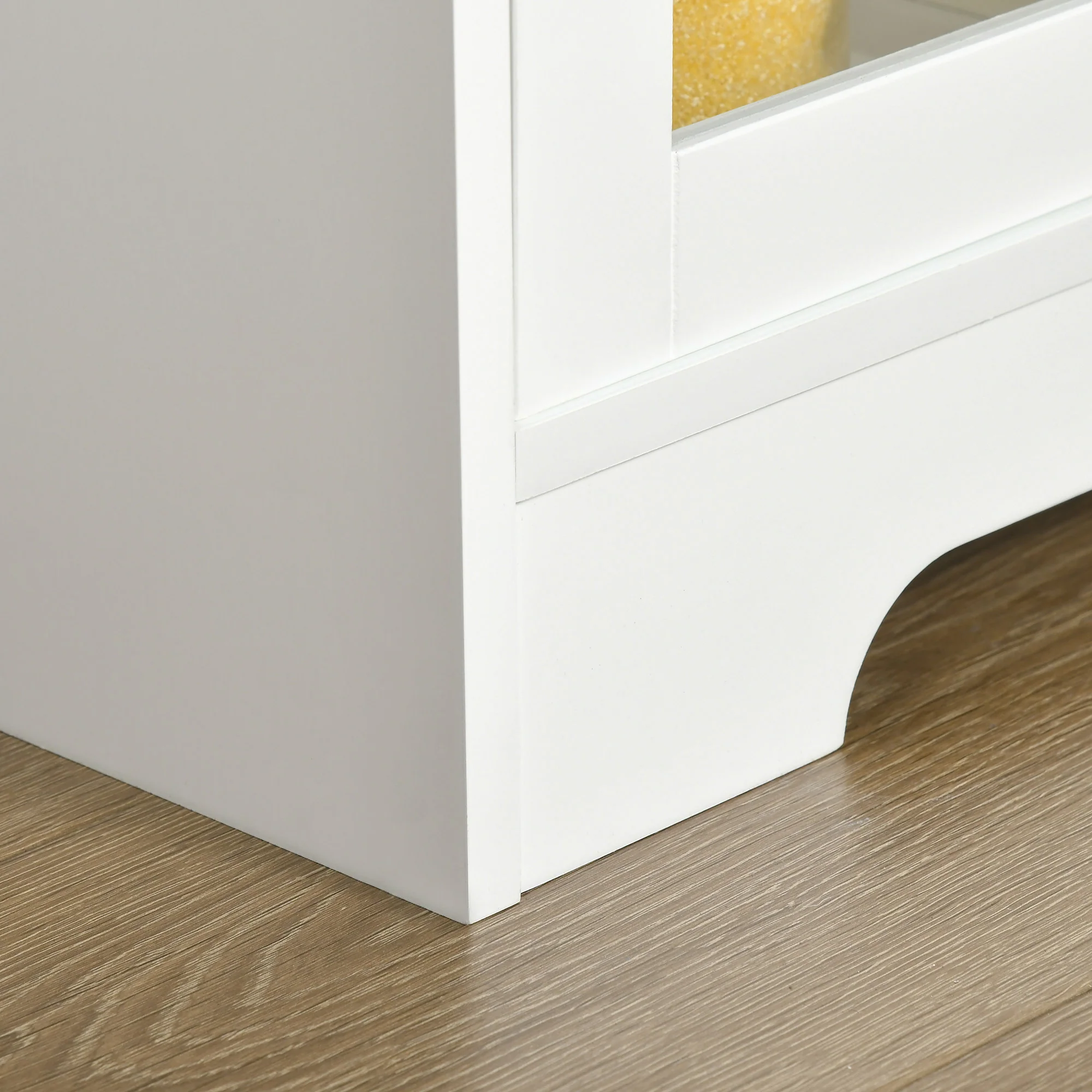 Meuble micro-ondes, buffet cuisine, armoire de rangement, pour cuisine, salle à Manger 90 x 40 x 82 cm verre trempé et bois, blanc - Image 10