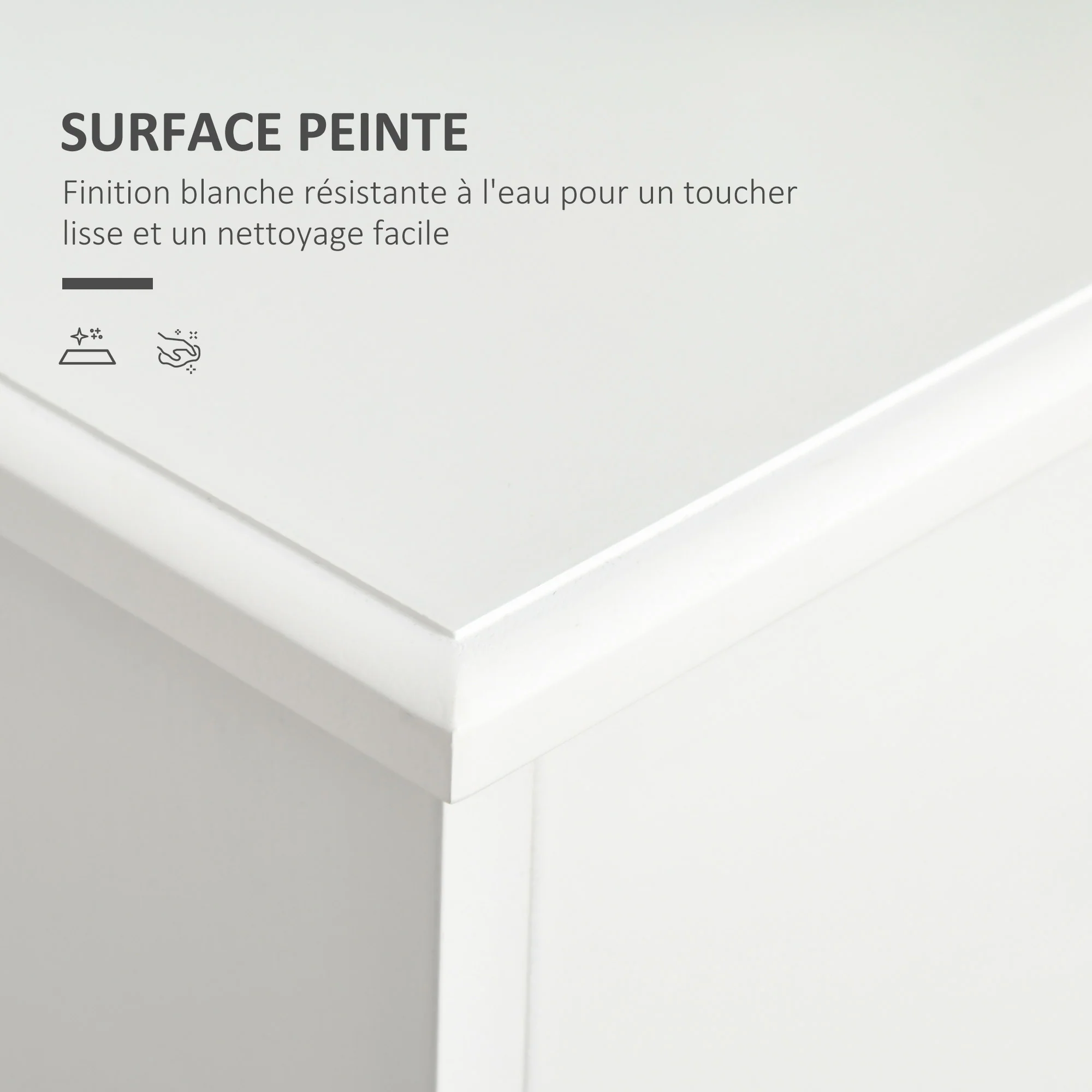 Meuble micro-ondes, buffet cuisine, armoire de rangement, pour cuisine, salle à Manger 90 x 40 x 82 cm verre trempé et bois, blanc - Image 7
