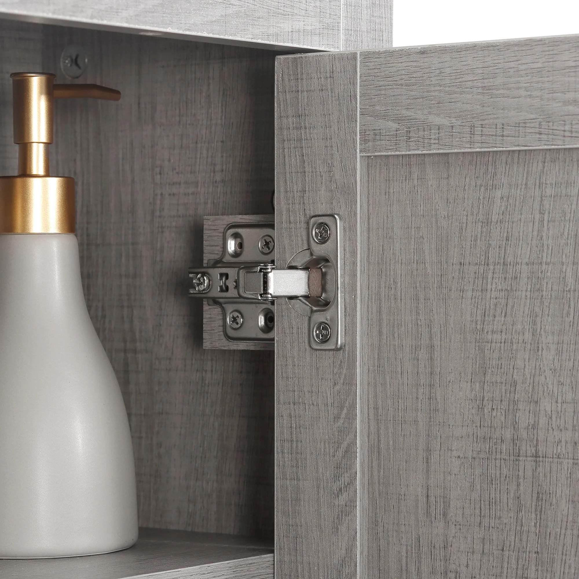Meuble Mural Meuble de Rangement Suspendu Armoire Murale pour Salle de Bains Placard de Rangement Armoire de Toilette avec étagères et Une Porte - 48 x 20 x 50 cm - Gris - Image 9
