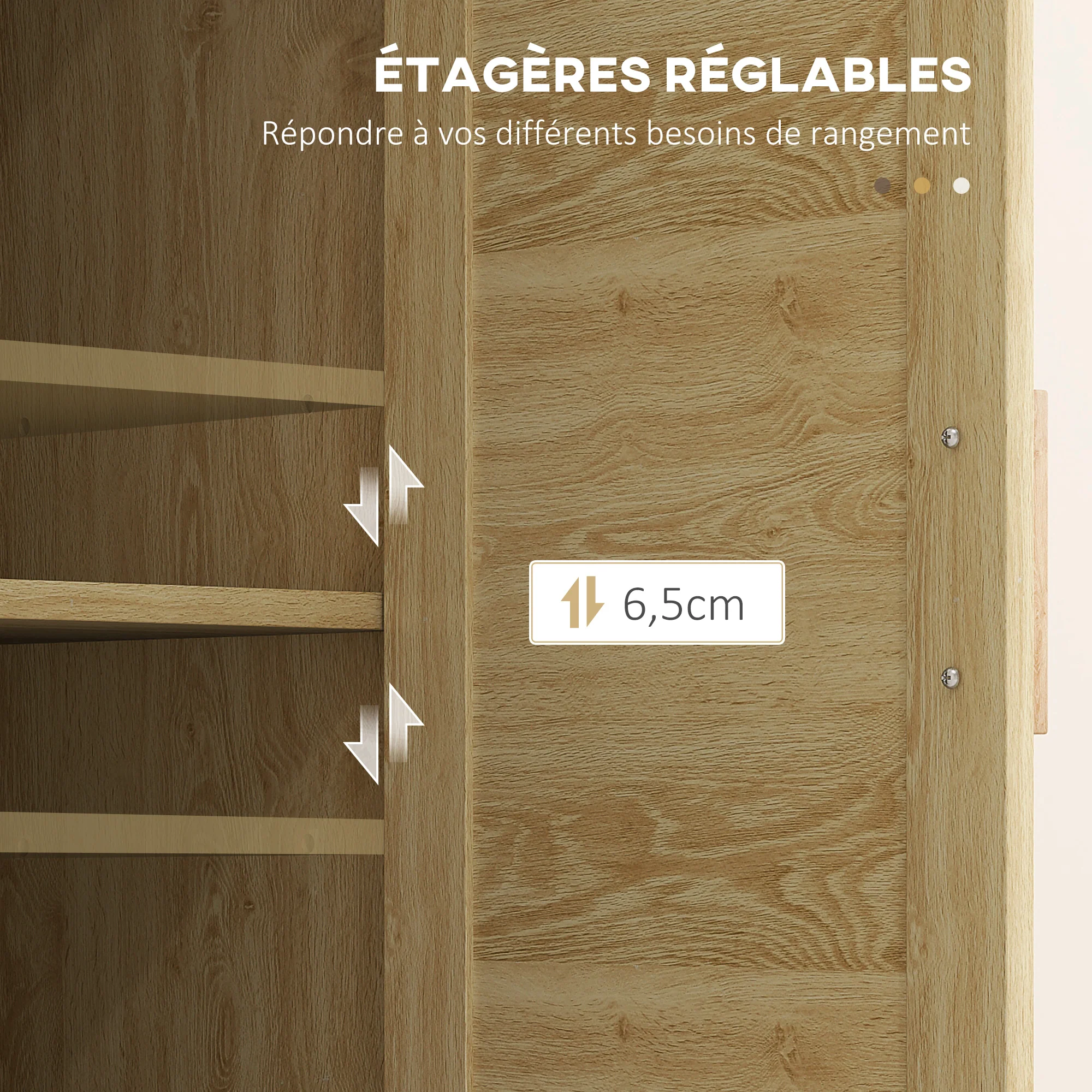 Meuble salle de bain rangement, meuble de rangement style bohème avec tiroir et placard, étagères réglables, porte à rotin, armoire pour salle de bain, salon, cuisine - 55 x 30 x 82 cm, chêne - Image 7