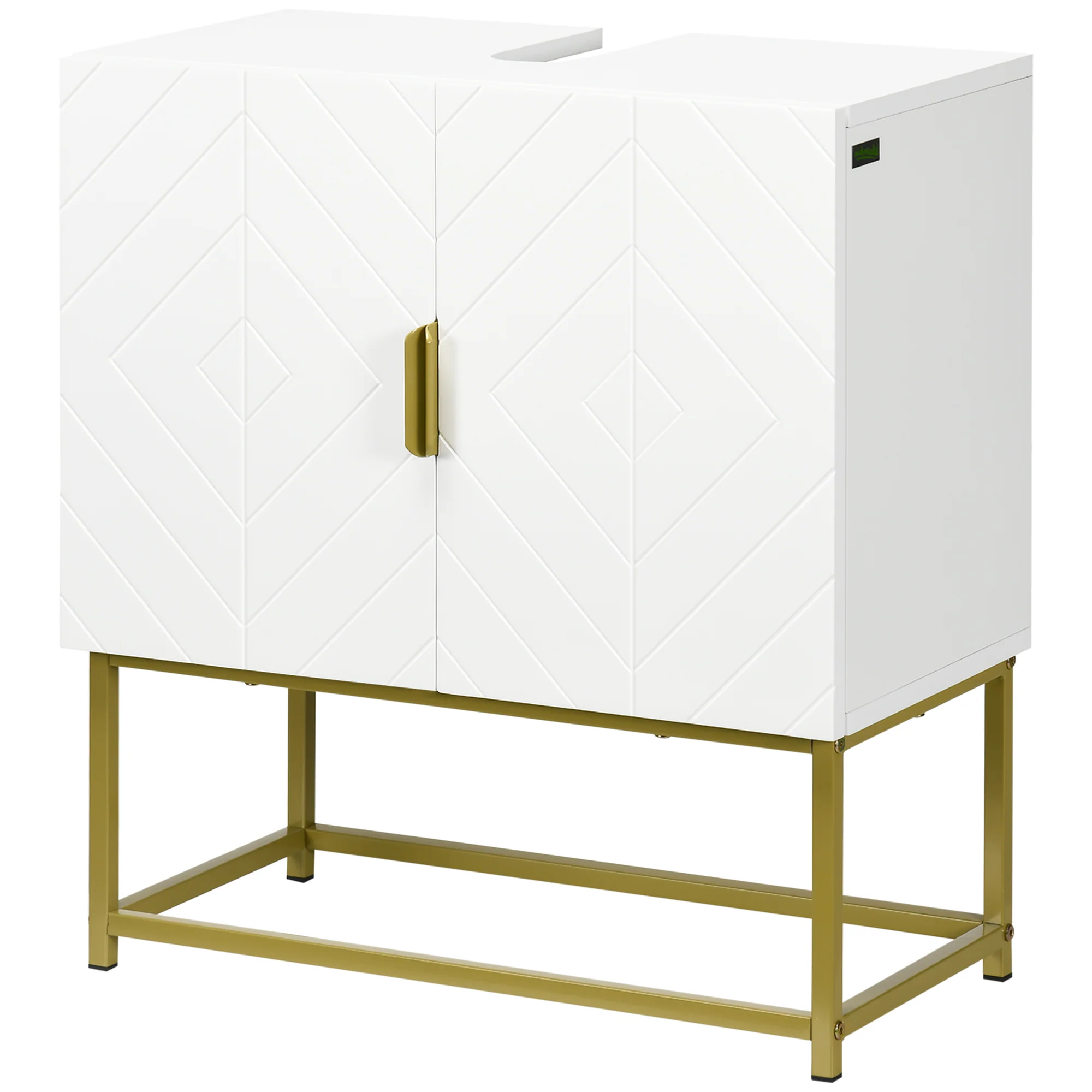 Meuble Salle de Bain sous lavabo - Meuble sous-Vasque pour salle de bain - Placard 2 Portes avec étagères - dim. 60L x 30l x 65H cm blanc
