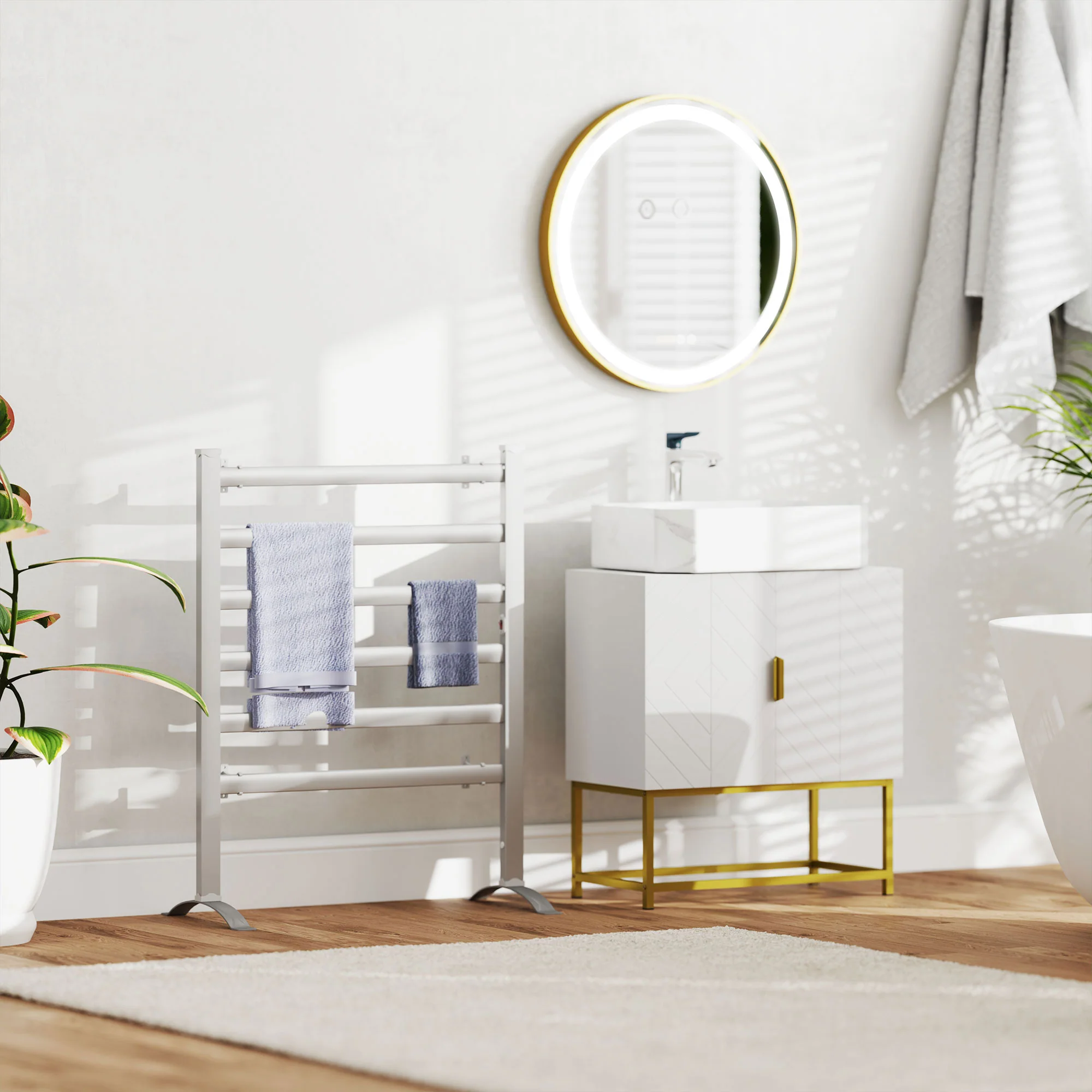 Meuble Salle de Bain sous lavabo - Meuble sous-Vasque pour salle de bain - Placard 2 Portes avec étagères - dim. 60L x 30l x 65H cm blanc - Image 10