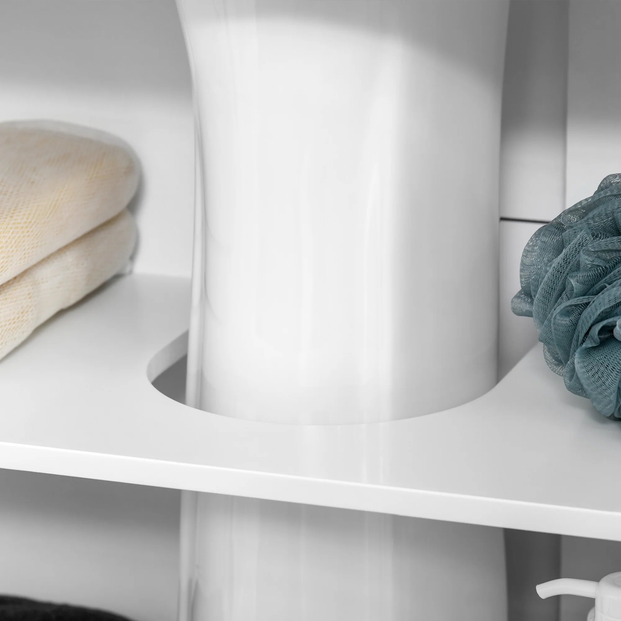 Meuble sous lavabo salle de bain - meuble sous-vasque - 2 portes rainurées avec étagère réglable - poignées alliage aluminium - dim. 60L x 30l x 60H cm - MDF blanc - Image 9