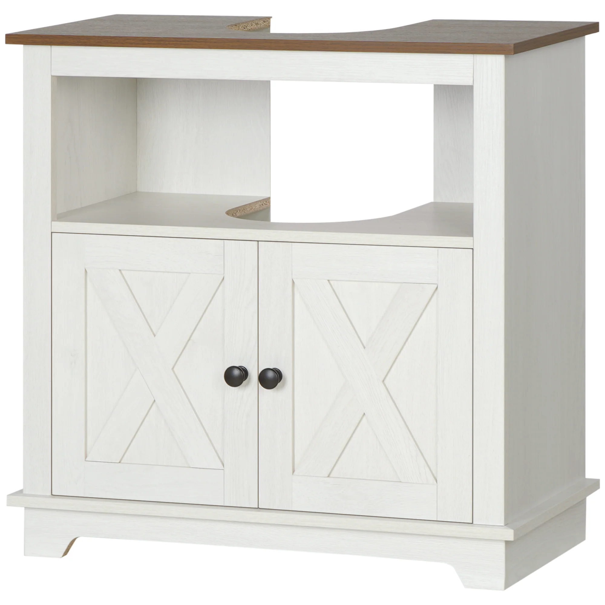 Meuble sous lavabo salle de bain meuble sous vasque armoire de rangement pour lavabo - niche et placard à portes doubles, 60 x 30 x 60 cm, blanc