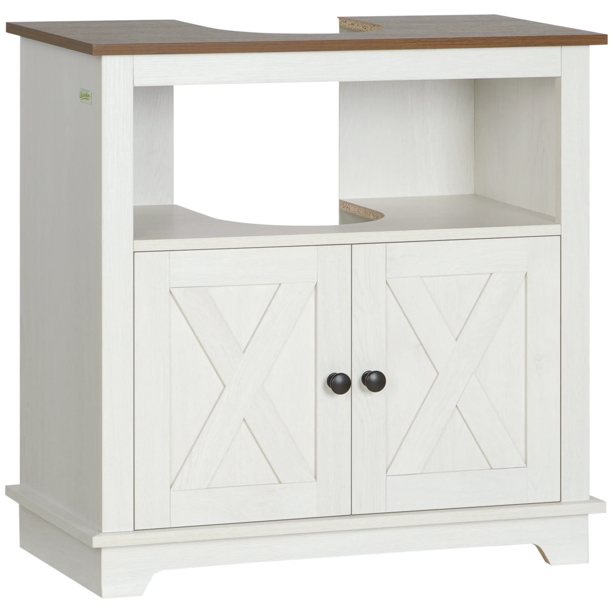 Meuble sous lavabo salle de bain meuble sous vasque armoire de rangement pour lavabo - niche et placard à portes doubles, 60 x 30 x 60 cm, blanc - Image 11