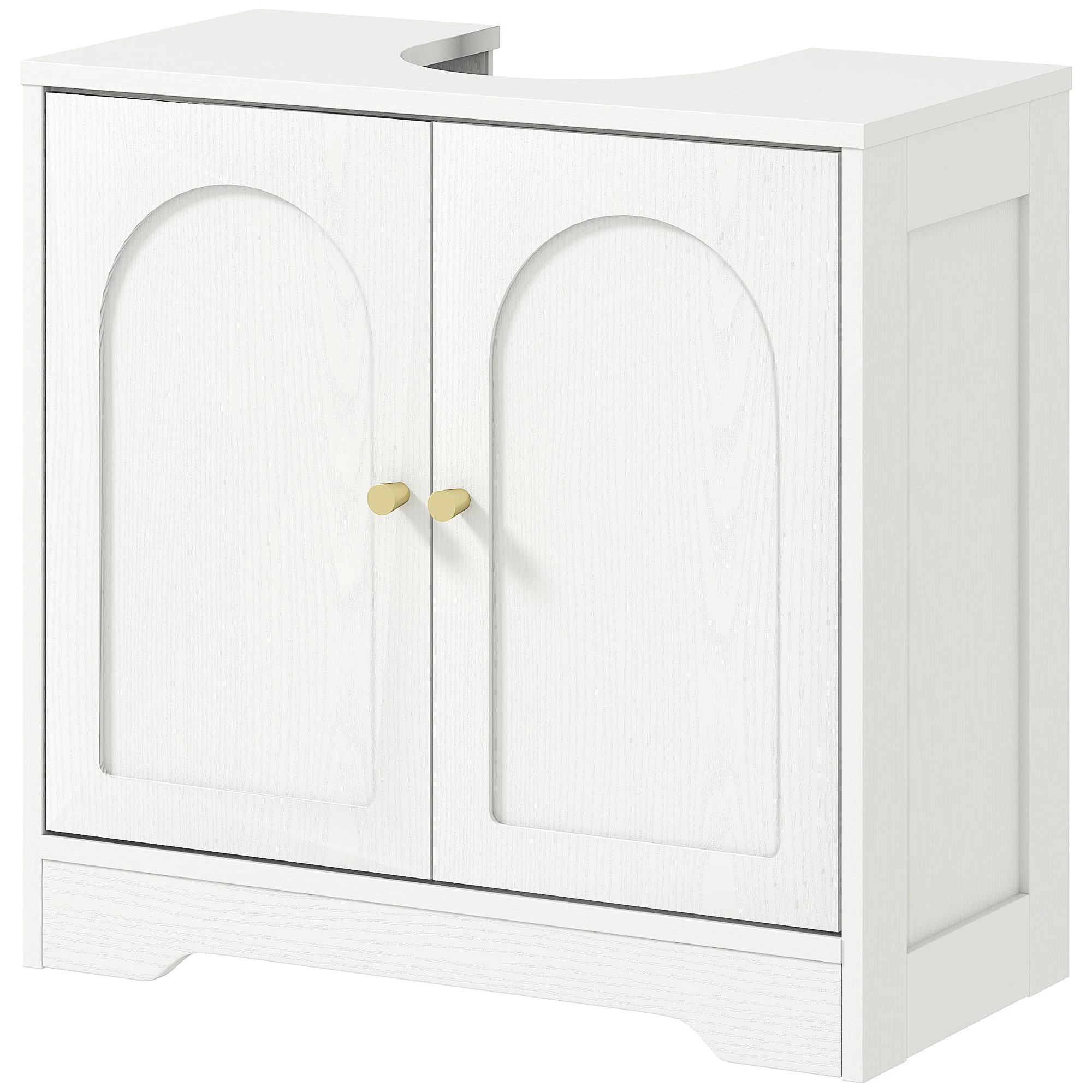 Meuble sous lavabo salle de bain meuble sous vasque armoire de rangement pour lavabo - placard à portes et étagère réglable, pour bassin avec ou sans pédestal, 60 x 30 x 65 cm, blanc