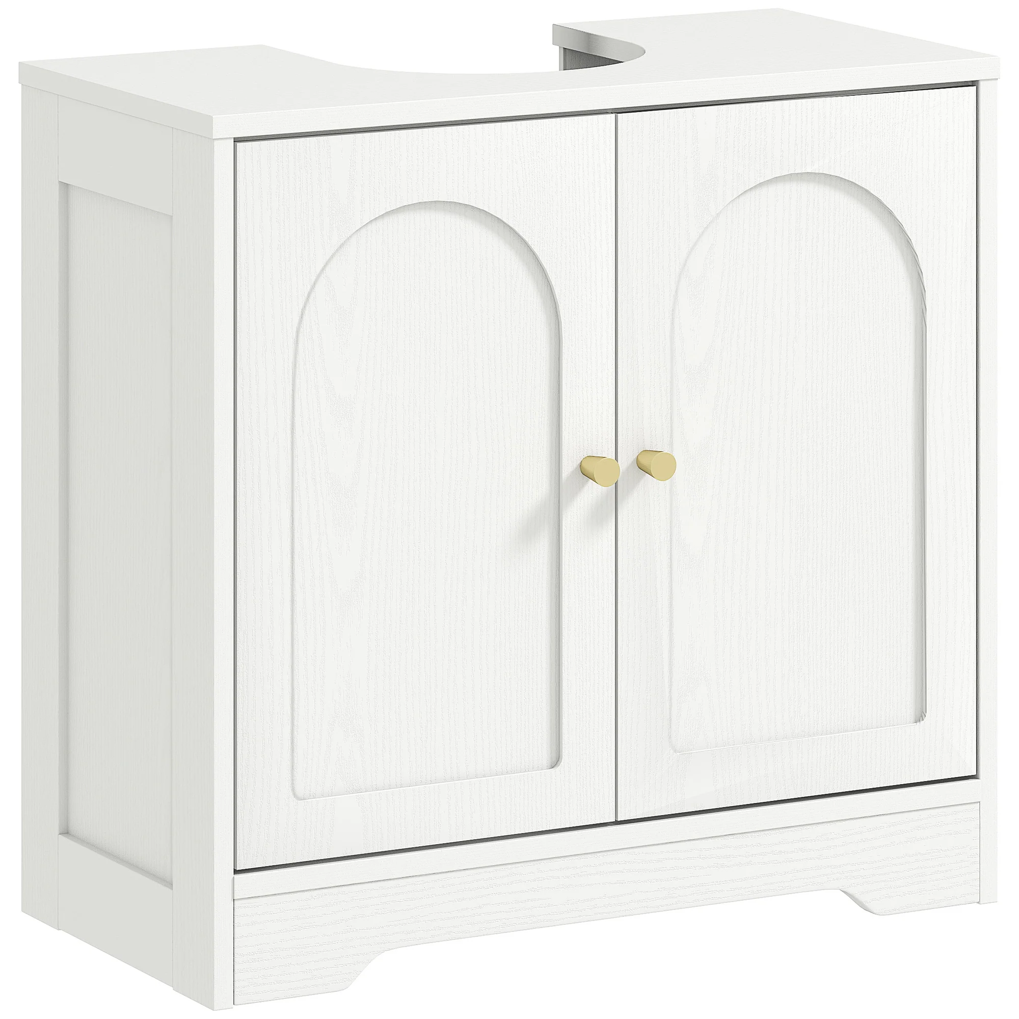 Meuble sous lavabo salle de bain meuble sous vasque armoire de rangement pour lavabo - placard à portes et étagère réglable, pour bassin avec ou sans pédestal, 60 x 30 x 65 cm, blanc - Image 2