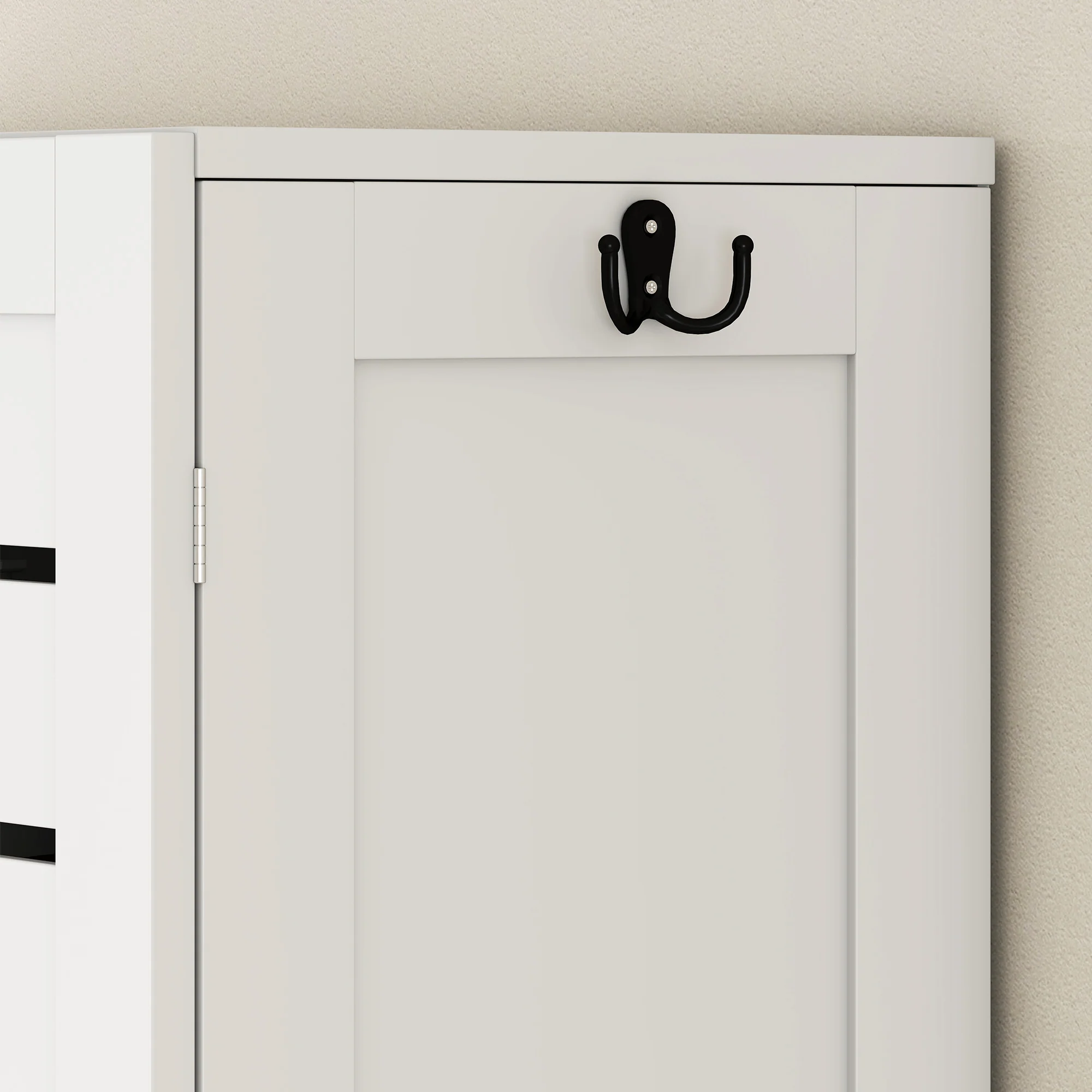 Meuble WC dessus de toilette/machine à laver avec placard à porte double, étagères, meuble toilettes WC rangement armoire salle de bain avec niches et portes à persiennes, 67x31,5x190cm, blanc - Image 10