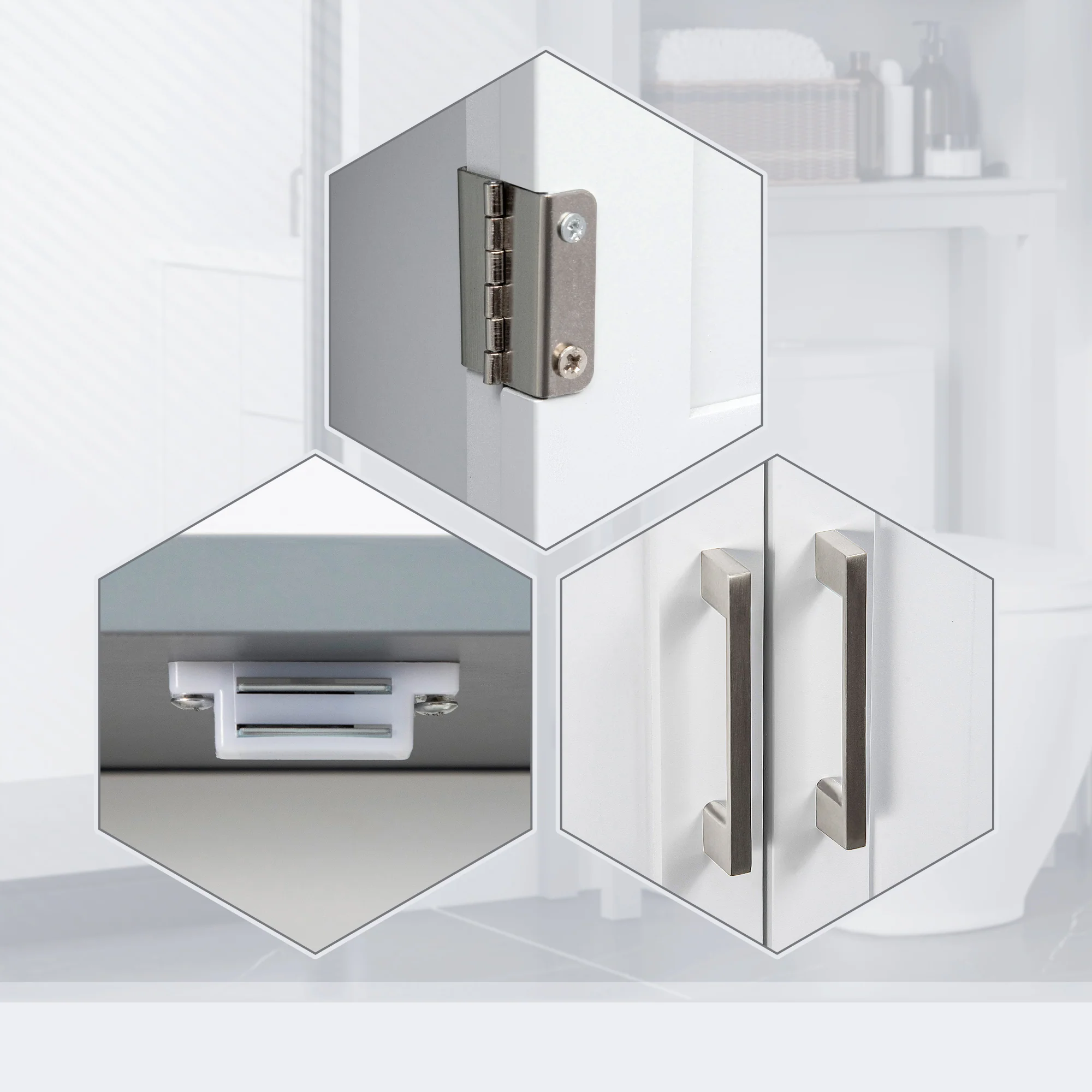 Meuble WC dessus de toilette meuble toilettes WC rangement meuble salle de bain avec placard à double porte, étagère réglable et compartiments ouverts, 64 x 22 x 165 cm, blanc - Image 9