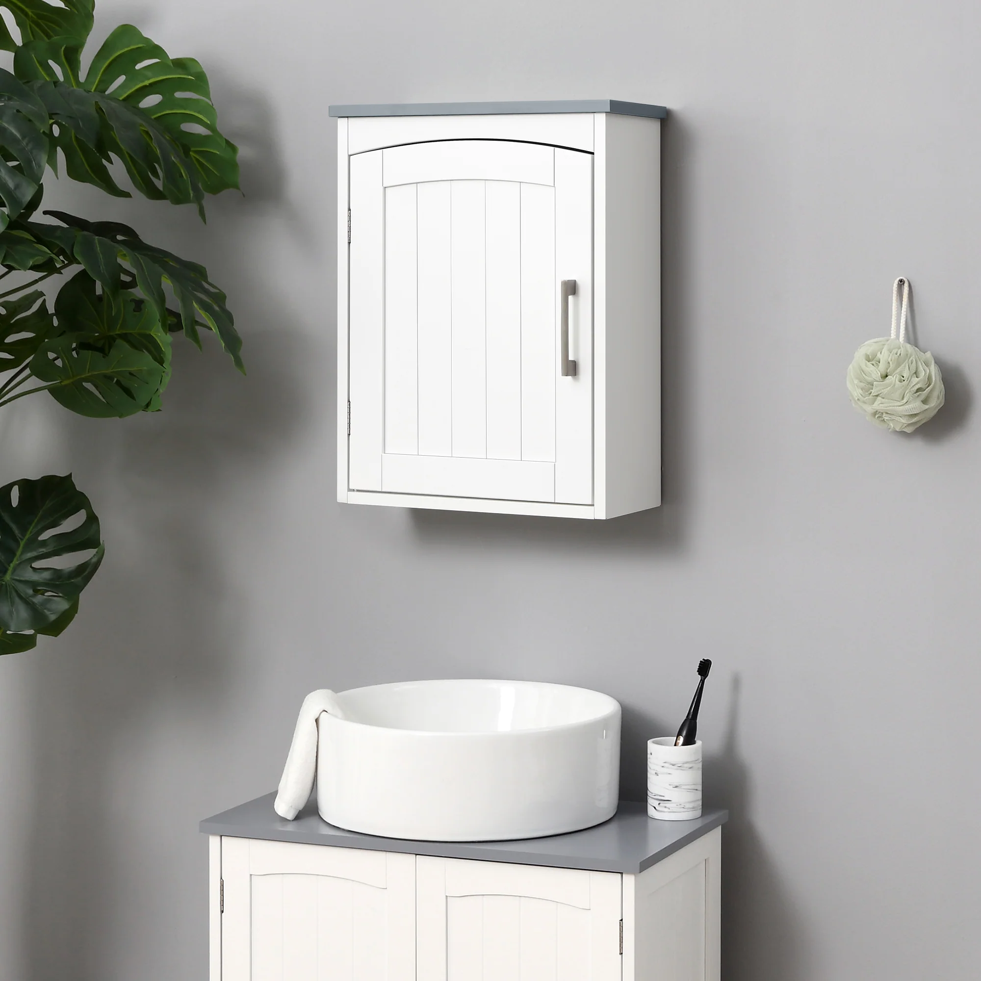Meuble wc suspendu armoire à pharmacie murale armoire salle de bain rangement avec porte et étagère réglable - 41 x 18,5 x 52 cm - MDF - blanc - Image 3