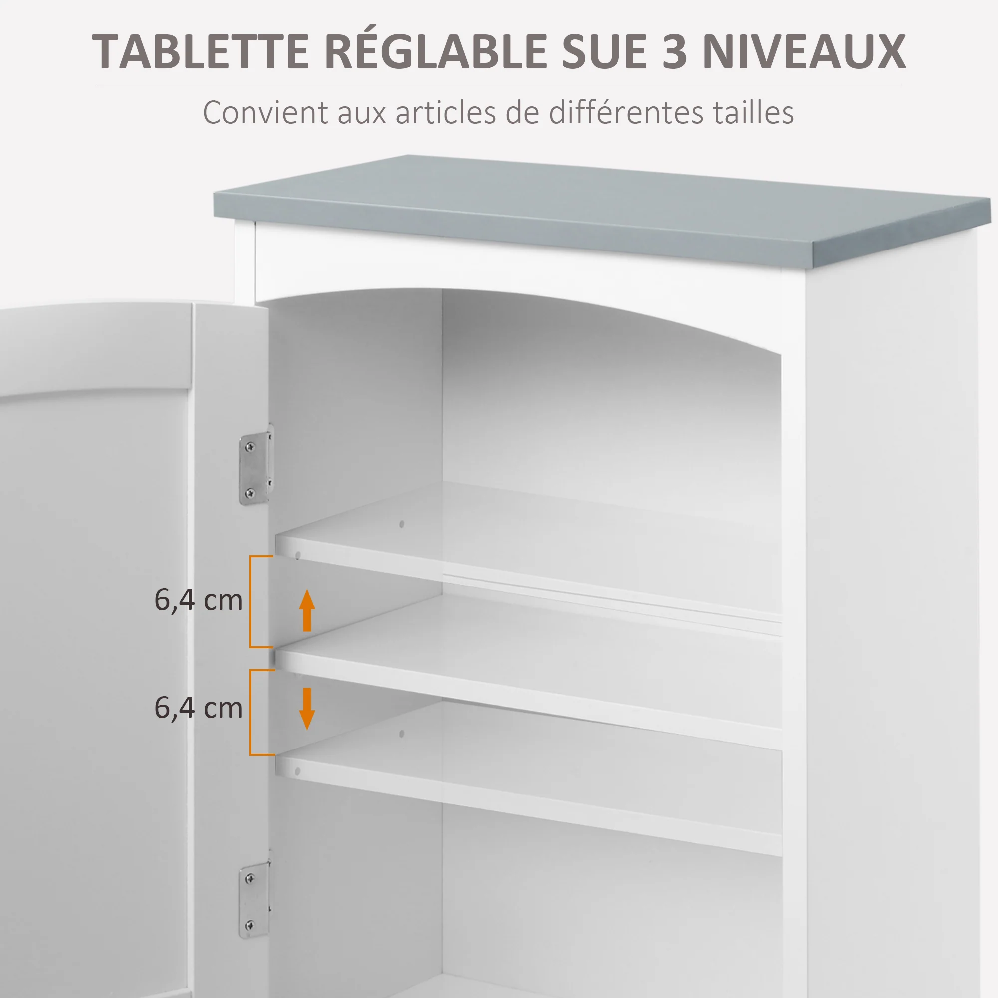Meuble wc suspendu armoire à pharmacie murale armoire salle de bain rangement avec porte et étagère réglable - 41 x 18,5 x 52 cm - MDF - blanc - Image 6