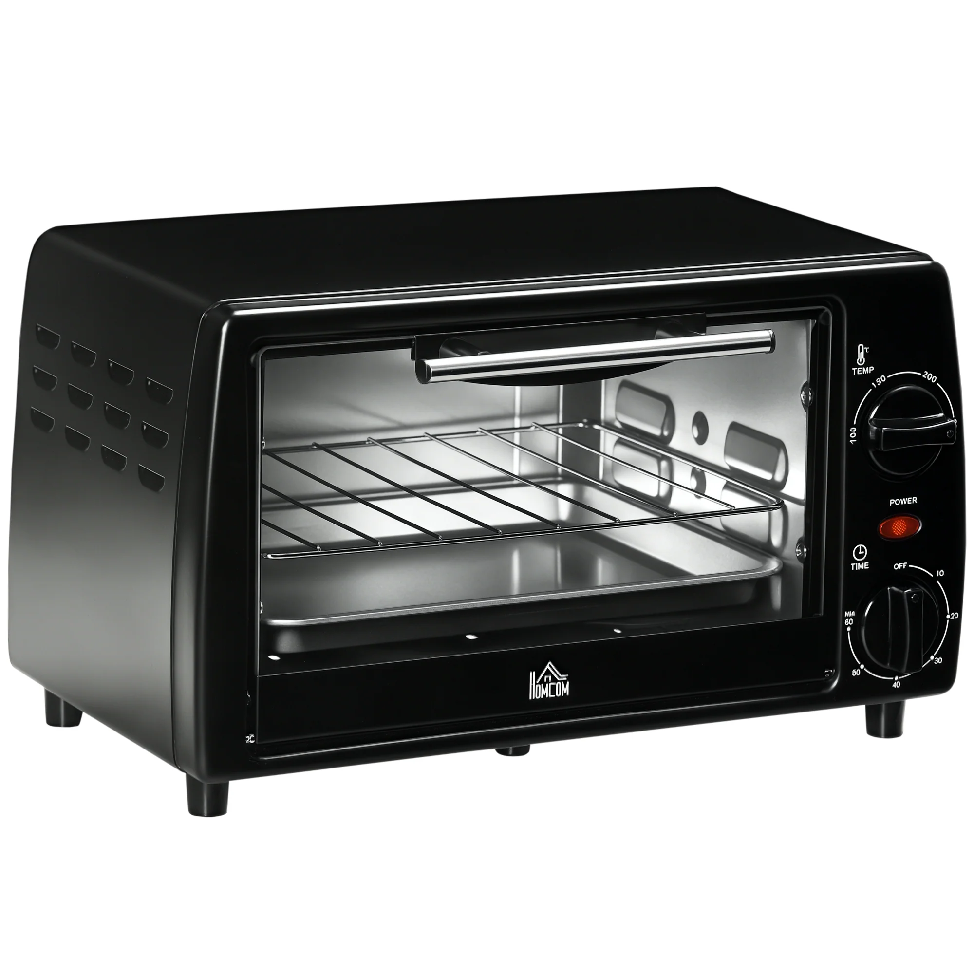 Mini four électrique 10L avec 1 grille et 1 plateau, température réglable de 100°C à 230°C, Minuteur 60 min, 36,5x26x22cm, noir - Image 11