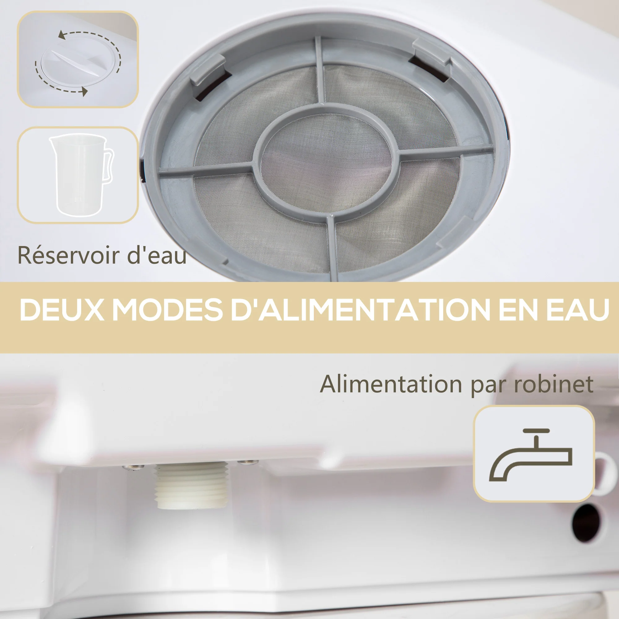 Mini lave-vaisselle 4 couverts, lave-vaisselle de table, 5 programmes, double alimentation en eau, lavage des fruits, réservoir d'eau 6L, commande tactile, affichage LED, départ différé, noir - Image 7