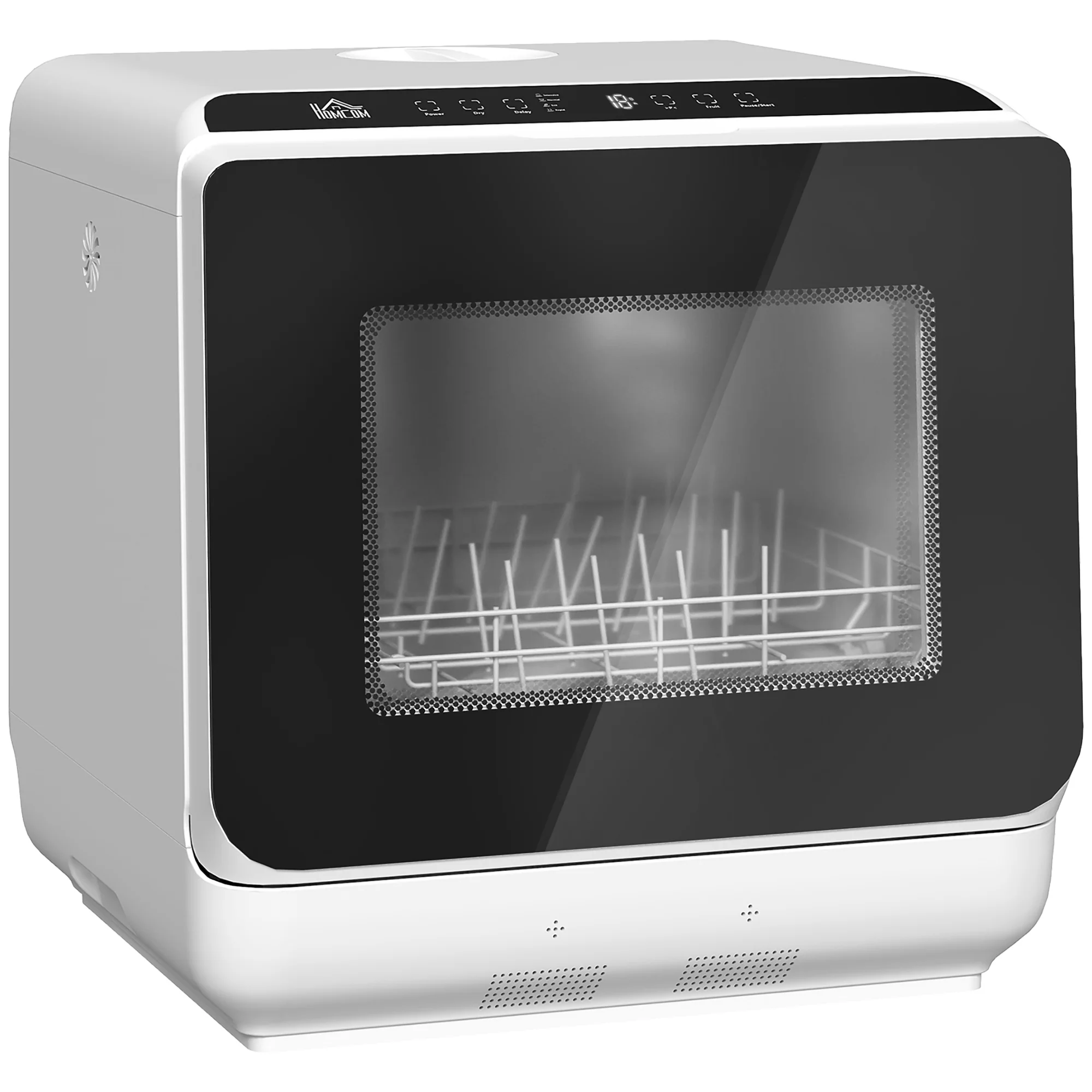 Mini lave-vaisselle compact 4 couverts, lave vaisselle de table, 6 programmes, commande tactile, écran LED, réservoir 6 L, départ différé, double alimentation en eau et séchage à l'air, blanc - Image 2