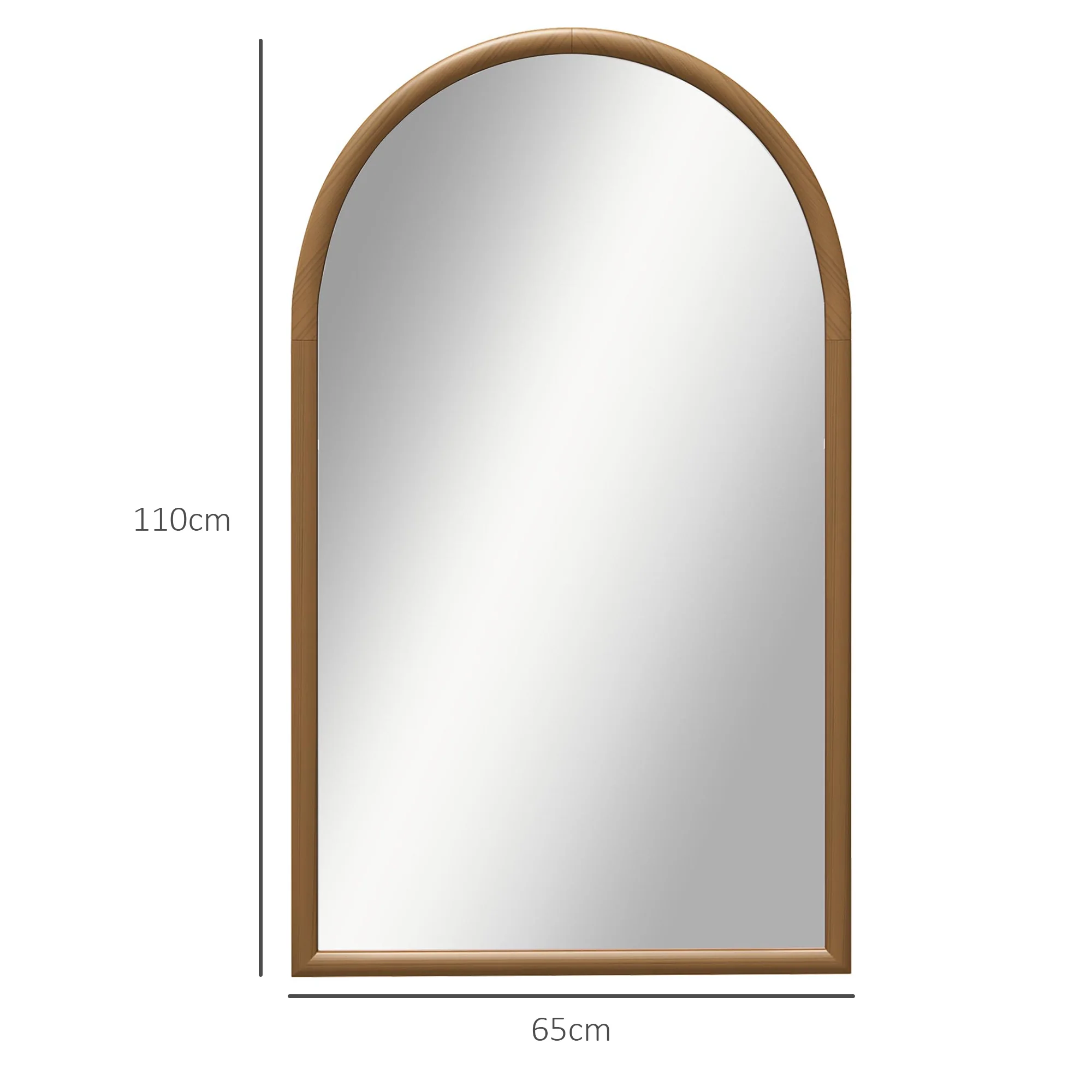 Miroir mural arche, 110 x 65 cm Cadre en bois, Miroir arqué pour le salon, la chambre, l'entrée, brun foncé - Image 4