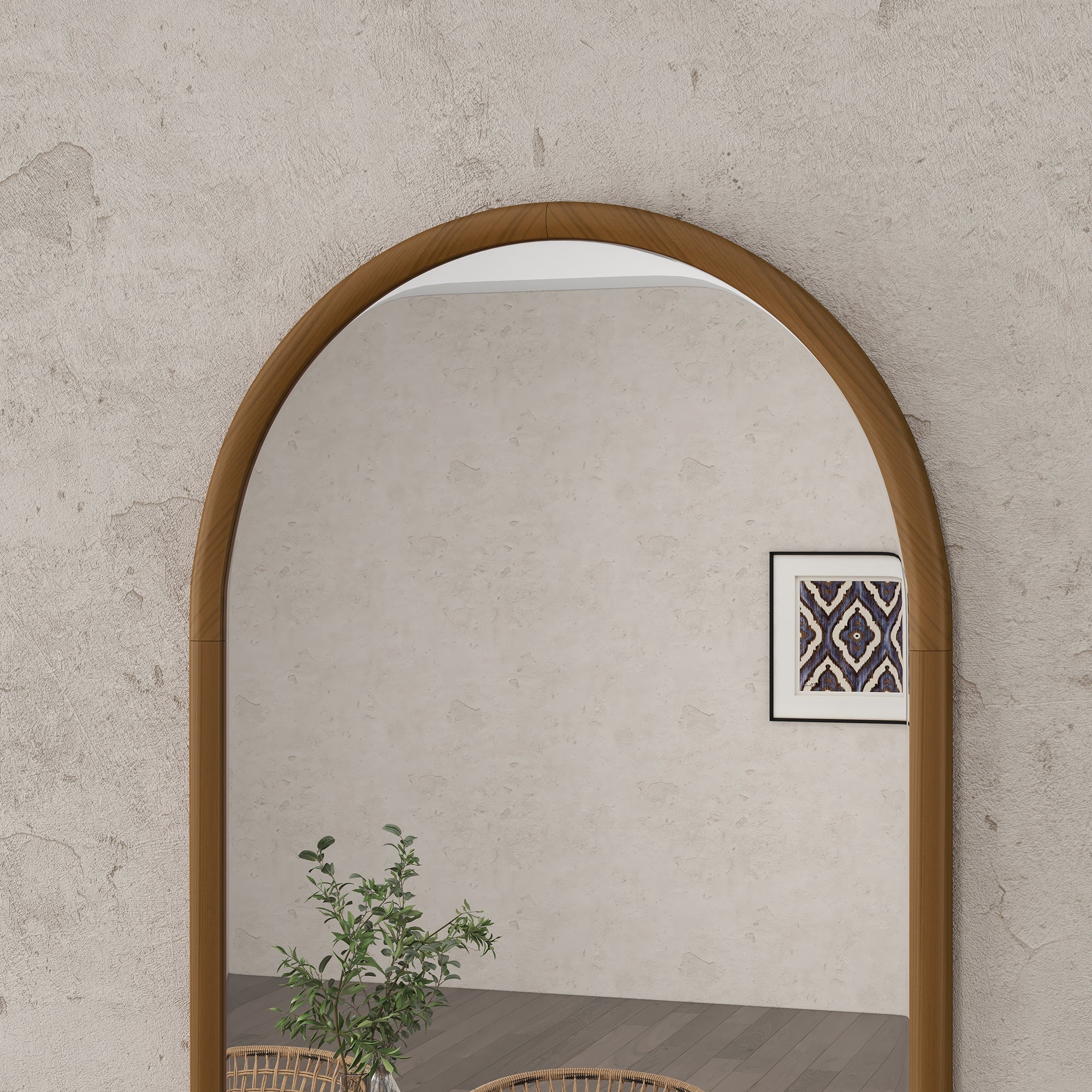 Miroir mural arche, 110 x 65 cm Cadre en bois, Miroir arqué pour le salon, la chambre, l'entrée, brun foncé - Image 9