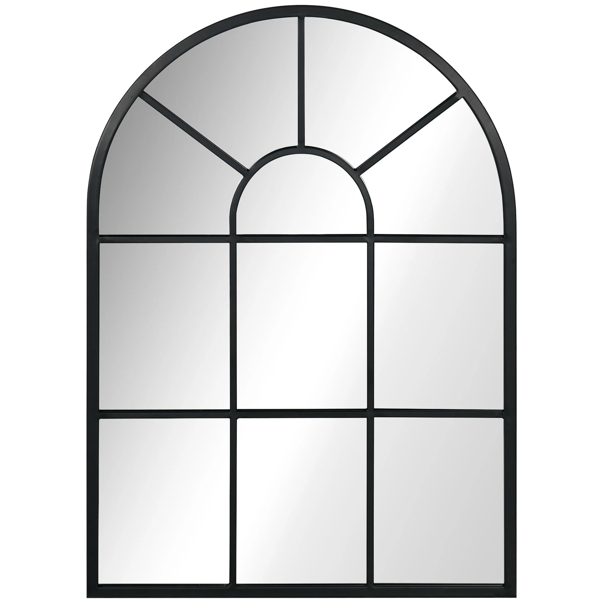 Miroir mural arqué 70 x 50 cm, miroir verrière arche style industriel, miroir de fenêtre arqué avec cadre métallique, pour salon, chambre, couloir, noir - Image 11