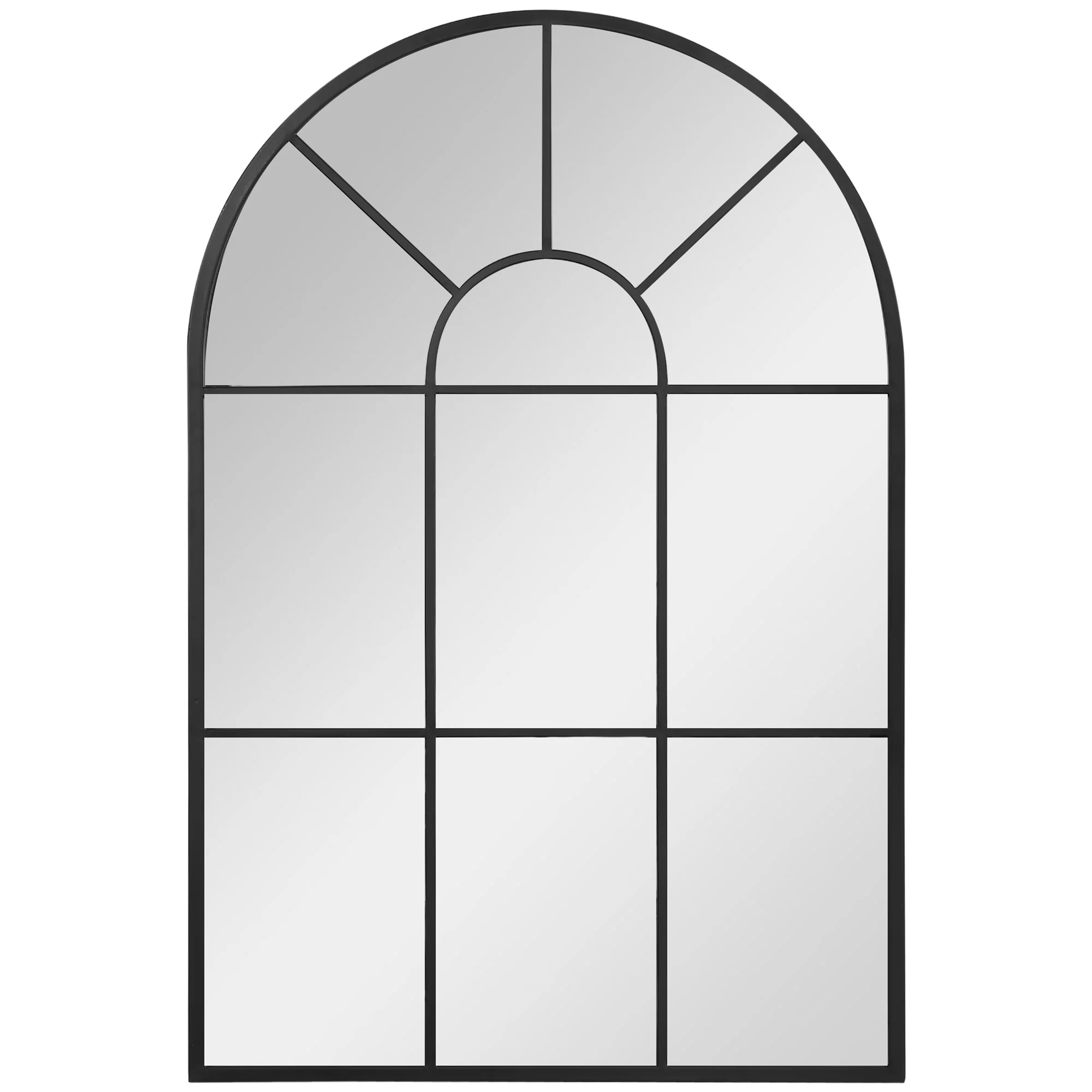Miroir mural arqué 91 x 60 cm, miroir verrière arche style industriel, miroir de fenêtre arqué avec cadre métallique, pour salon, chambre, couloir, noir - Image 11