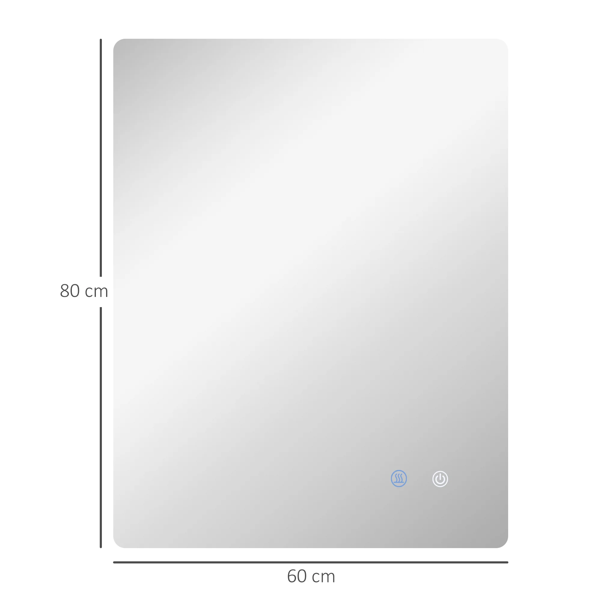 Miroir rectangulaire mural lumineux LED de salle de bain - 80 x 60 cm - 3 couleurs, luminosité réglable interrupteur tactile système antibuée blanc transparent - Image 4