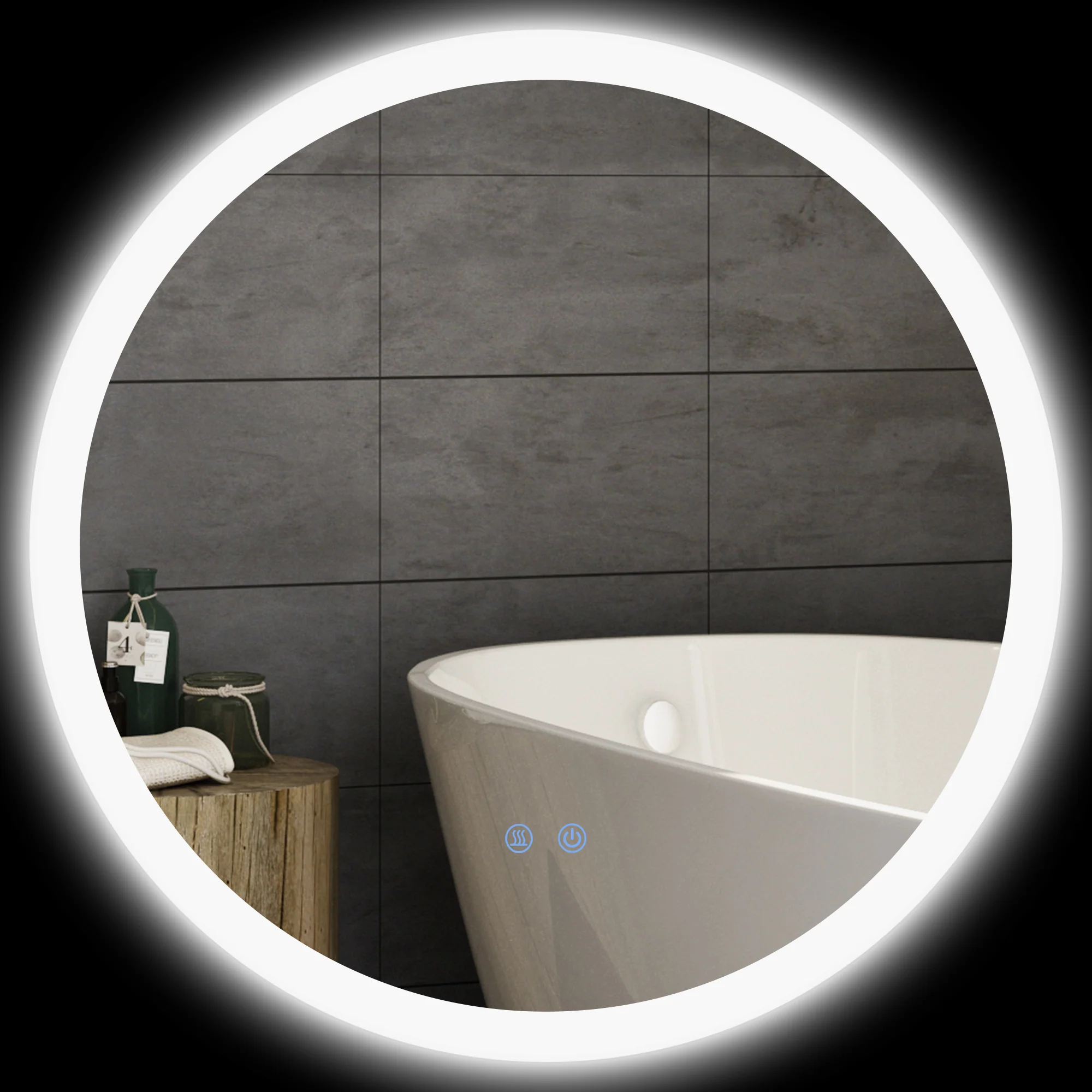 Miroir rond salle de bain avec éclairage LED ? 60 cm, miroir mural 29W avec anti-buée, 3 couleurs réglables, dimmable, interrupteur tactile, fonction mémoire, blanc et argent - Image 11