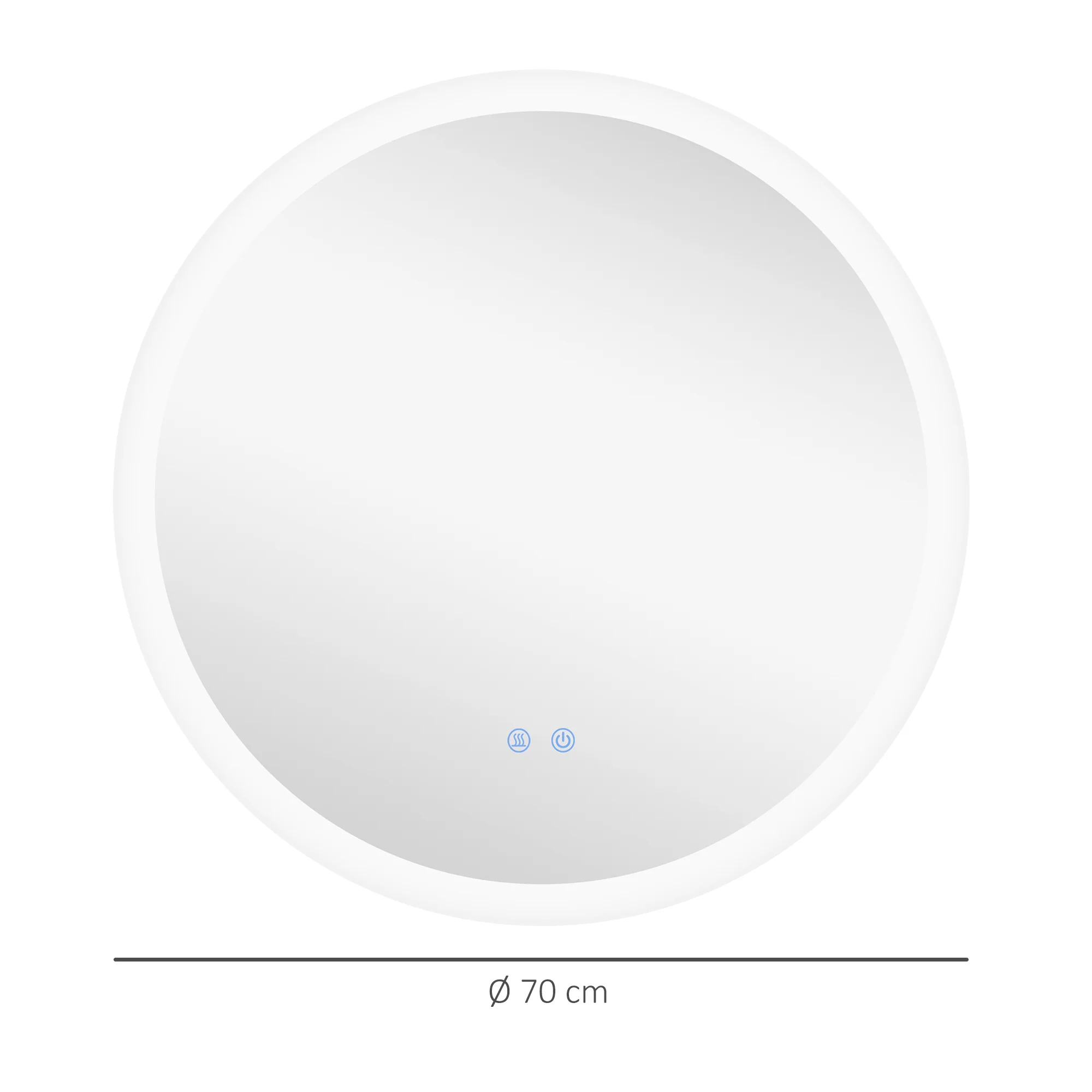 Miroir rond salle de bain avec éclairage LED ? 70 cm, miroir mural 35W avec anti-buée, 3 couleurs réglables, dimmable, interrupteur tactile, fonction mémoire, blanc et argent - Image 3