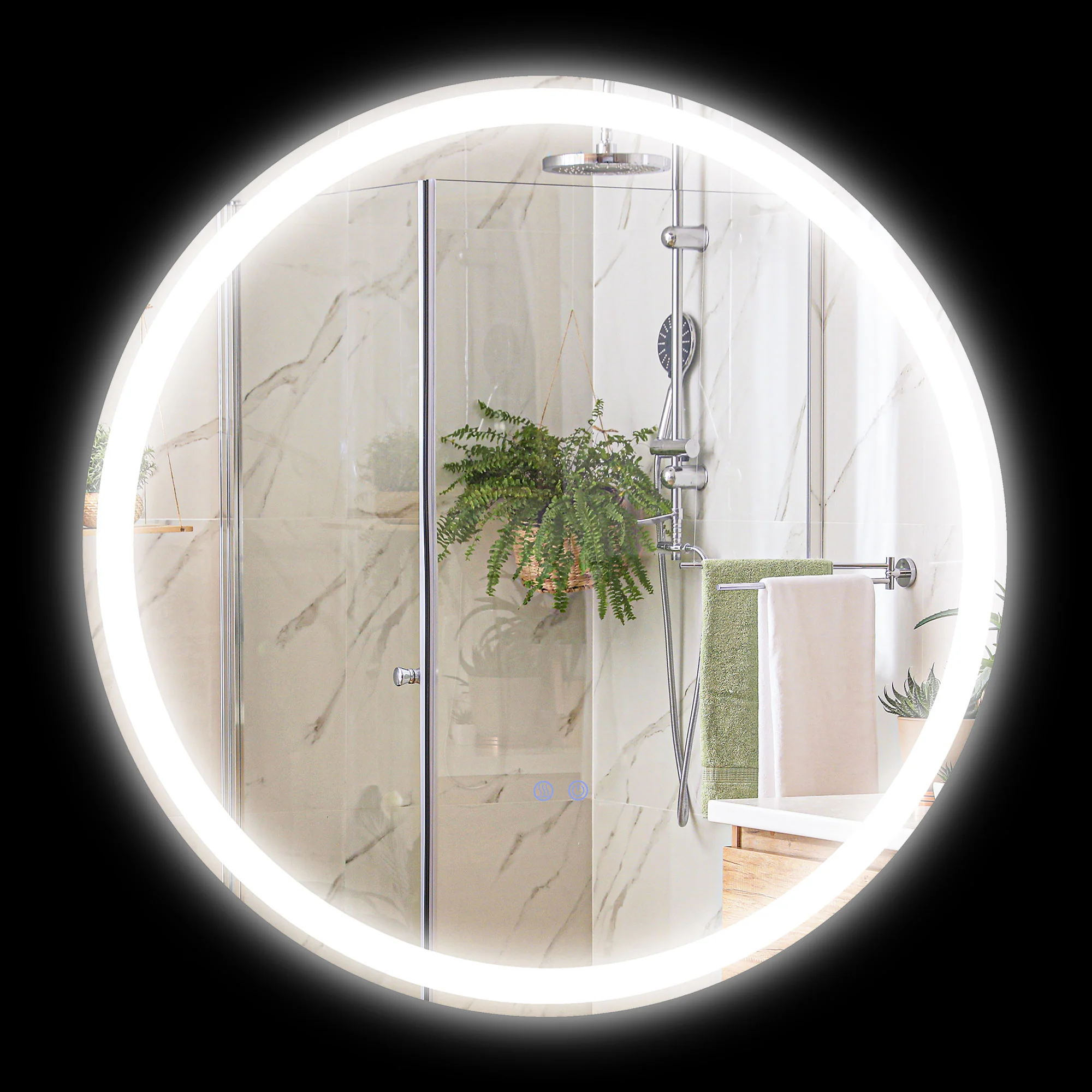 Miroir salle de bain avec éclairage Ø 70 cm miroir rond lumineux 3 couleurs interrupteur tactile système antibuée 23W blanc argent - Image 11