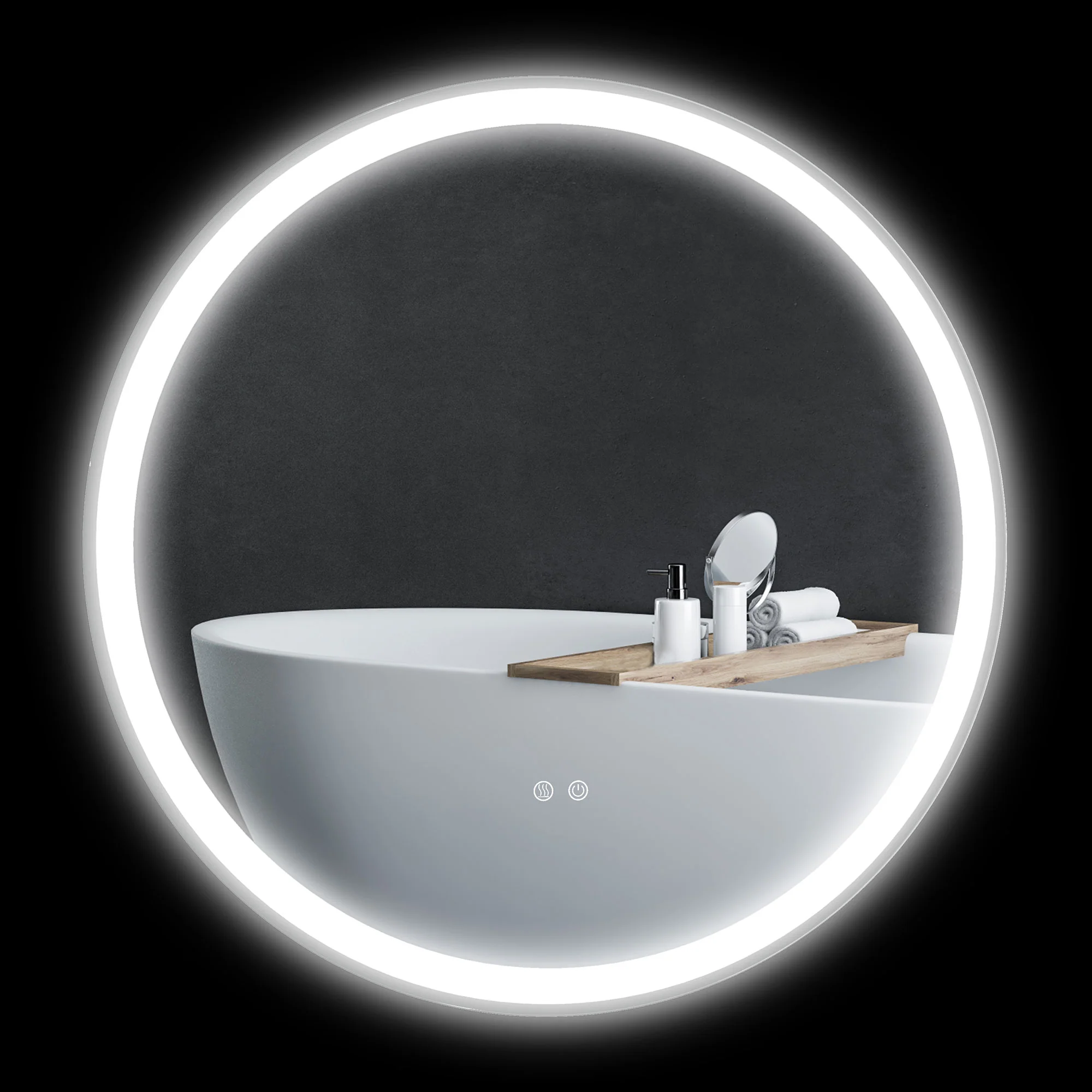 Miroir salle de bain avec éclairage ? 80 cm miroir rond lumineux 3 couleurs interrupteur tactile système antibuée 46W blanc argent - Image 11