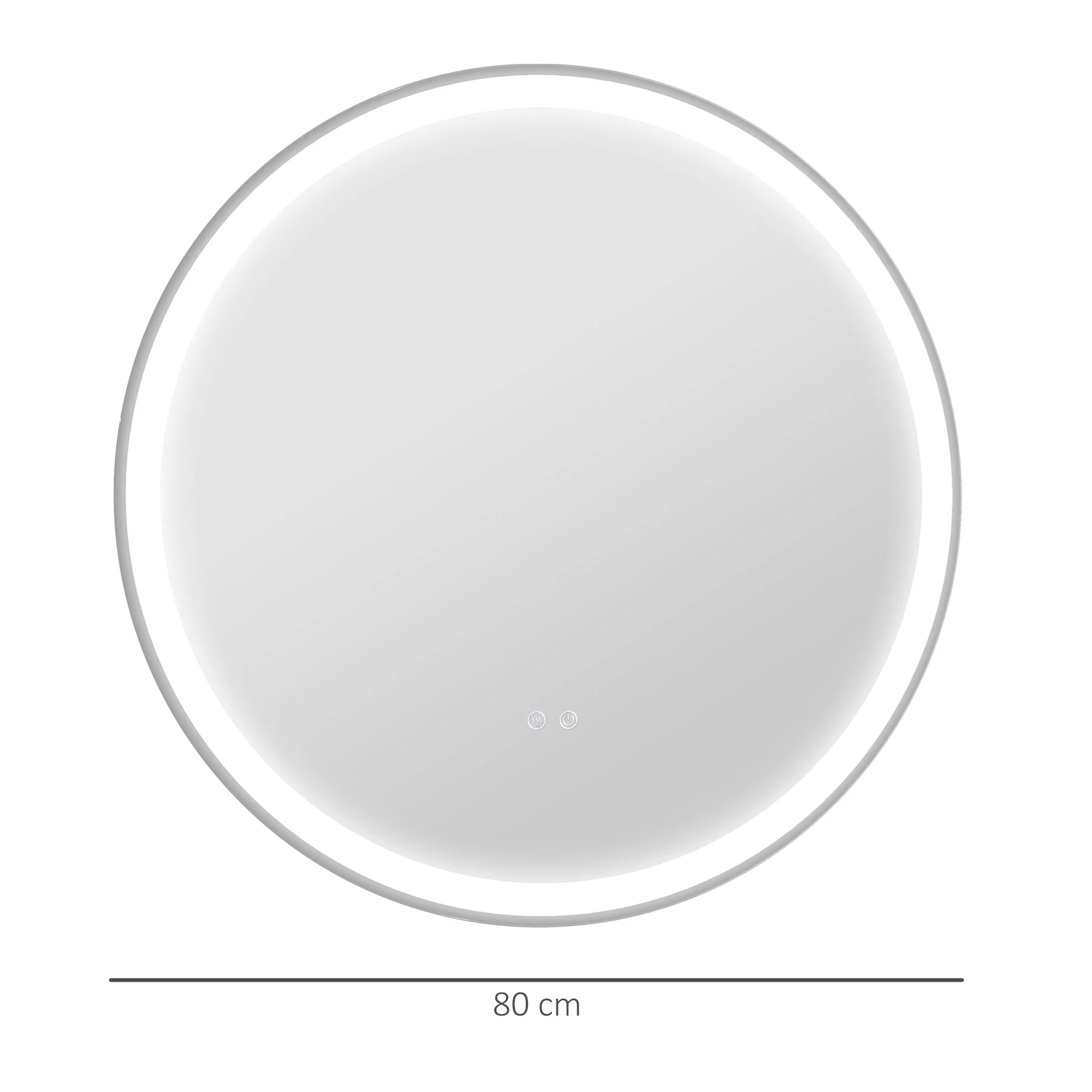 Miroir salle de bain avec éclairage ? 80 cm miroir rond lumineux 3 couleurs interrupteur tactile système antibuée 46W blanc argent - Image 4