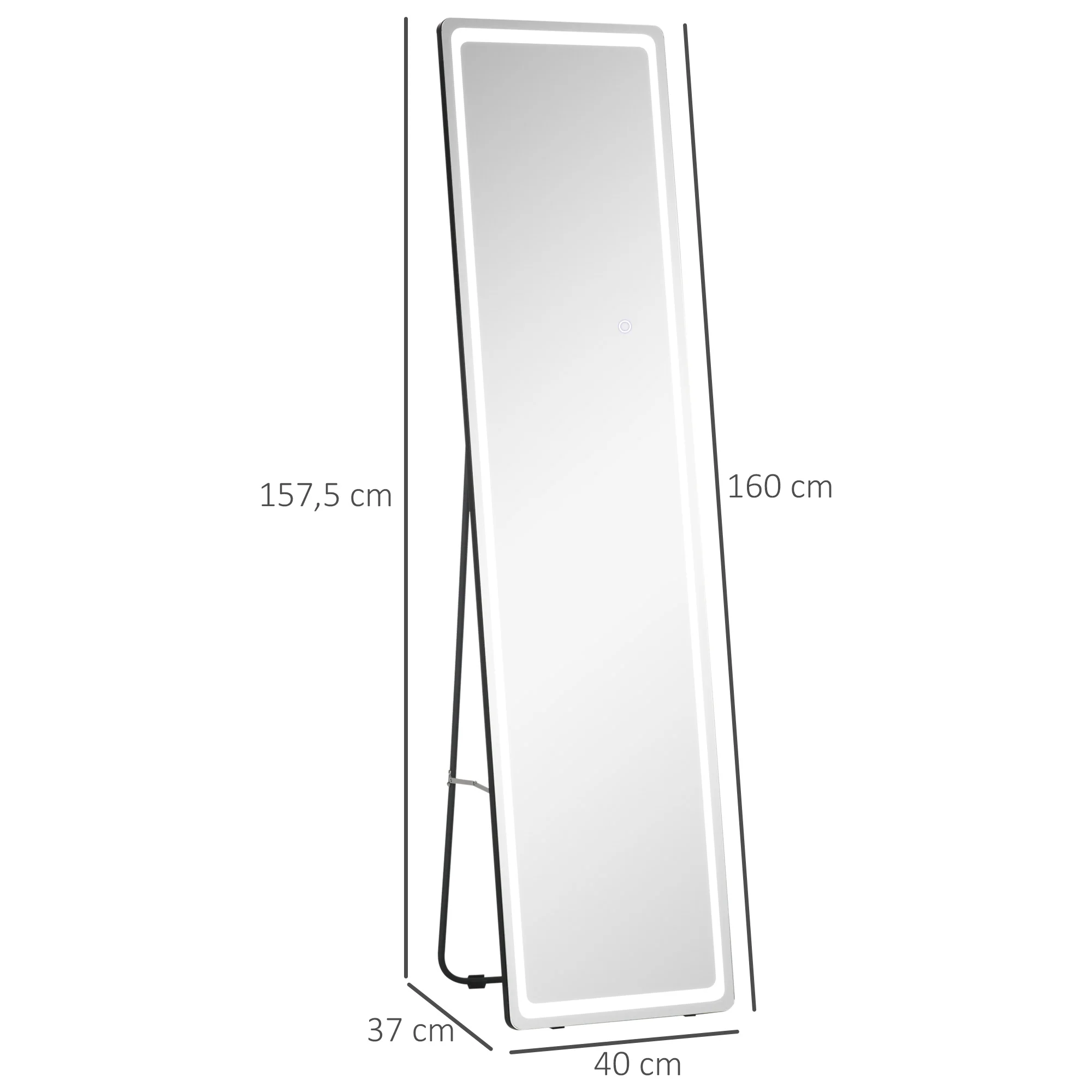 Miroir sur pied rectangulaire miroir mural lumière LED - intensité et couleur réglable avec télécommande - 40 x 37 x 157,5H cm - Image 4