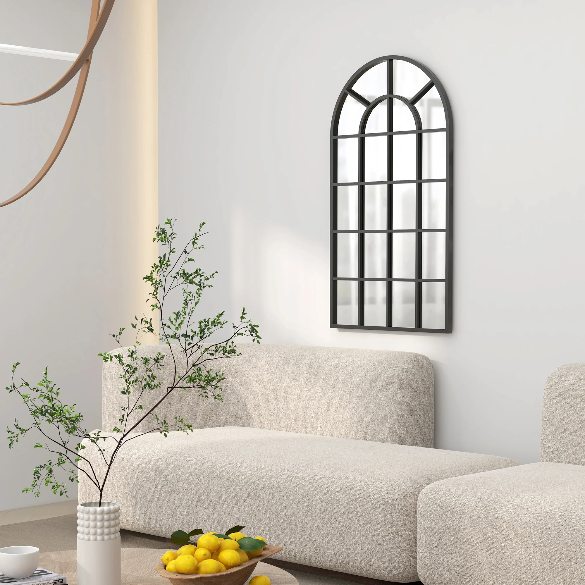 Miroir verrière arche style industriel fenêtre arcade métal noir - 110 x 65 cm - Image 3
