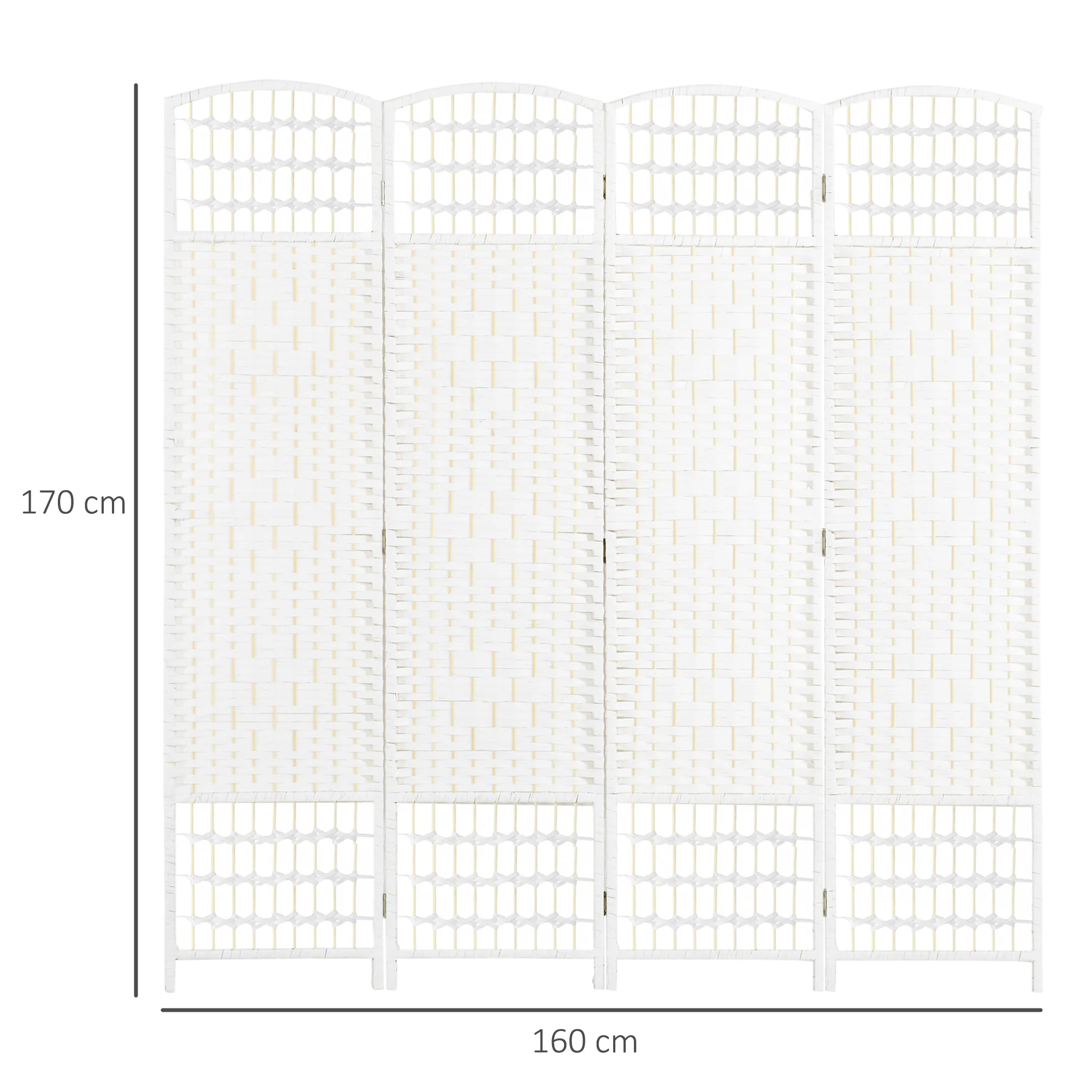 Paravent en bois 160 x 170 cm séparateur de pièce pliable 4 panneaux cloison de séparation chambre à coucher maison intérieur blanc - Image 4