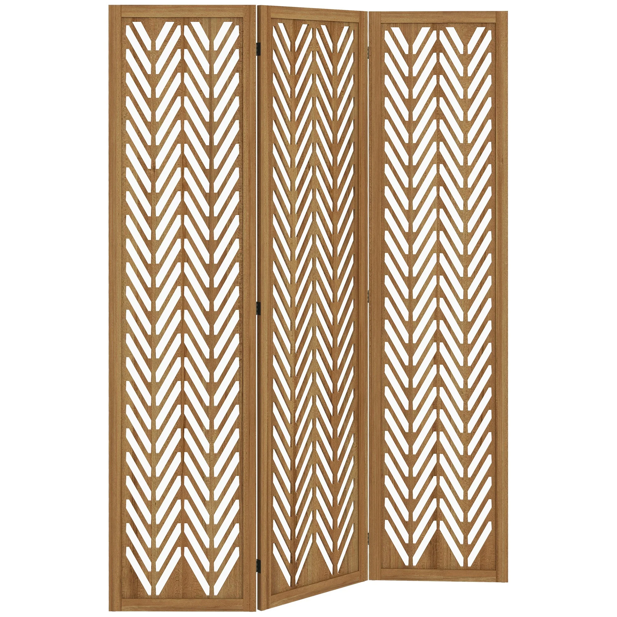 Paravent en bois ajouré séparateur de pièce closion intérieur pliable 3 panneaux en bois 120 x 170 cm naturel - Image 11