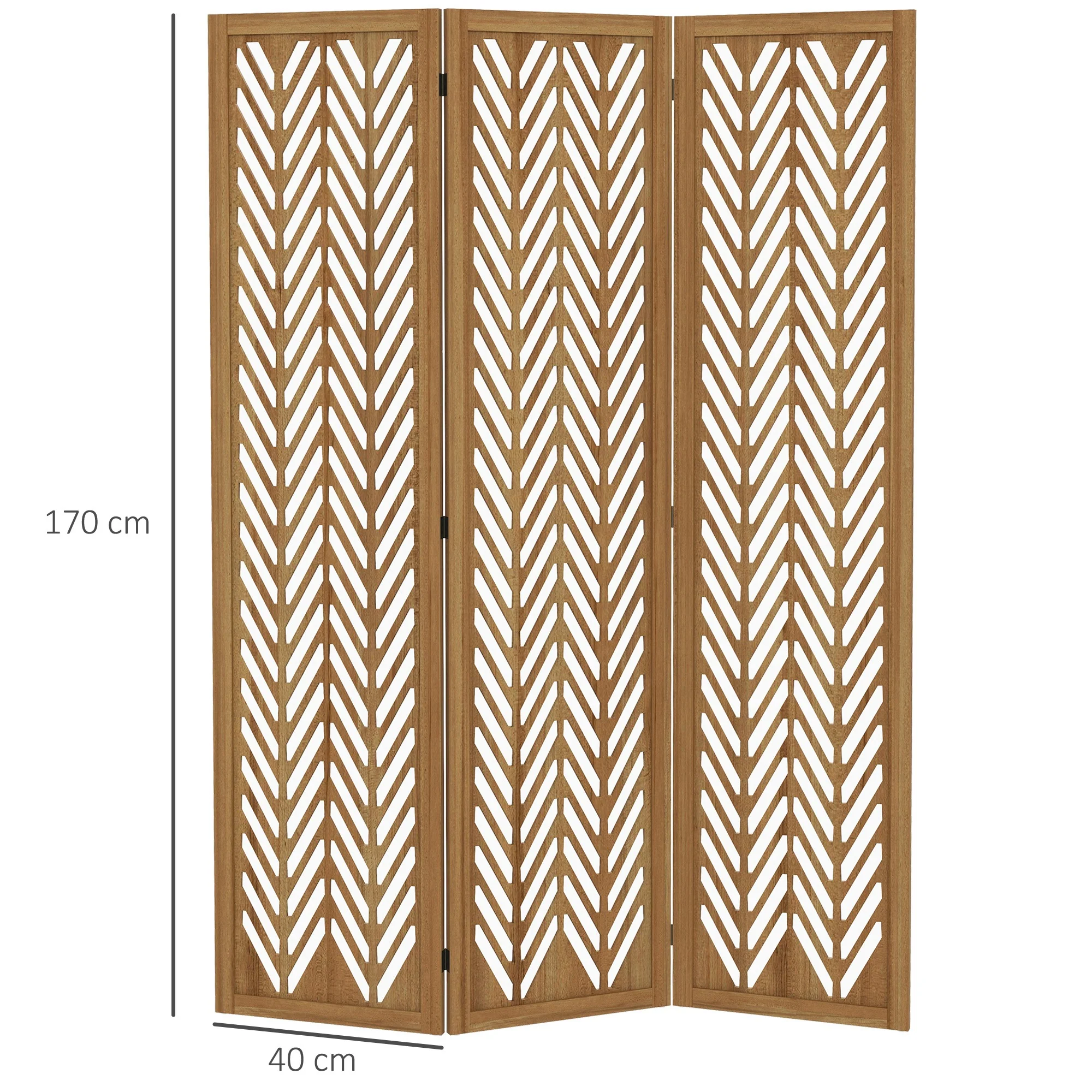 Paravent en bois ajouré séparateur de pièce closion intérieur pliable 3 panneaux en bois 120 x 170 cm naturel - Image 4