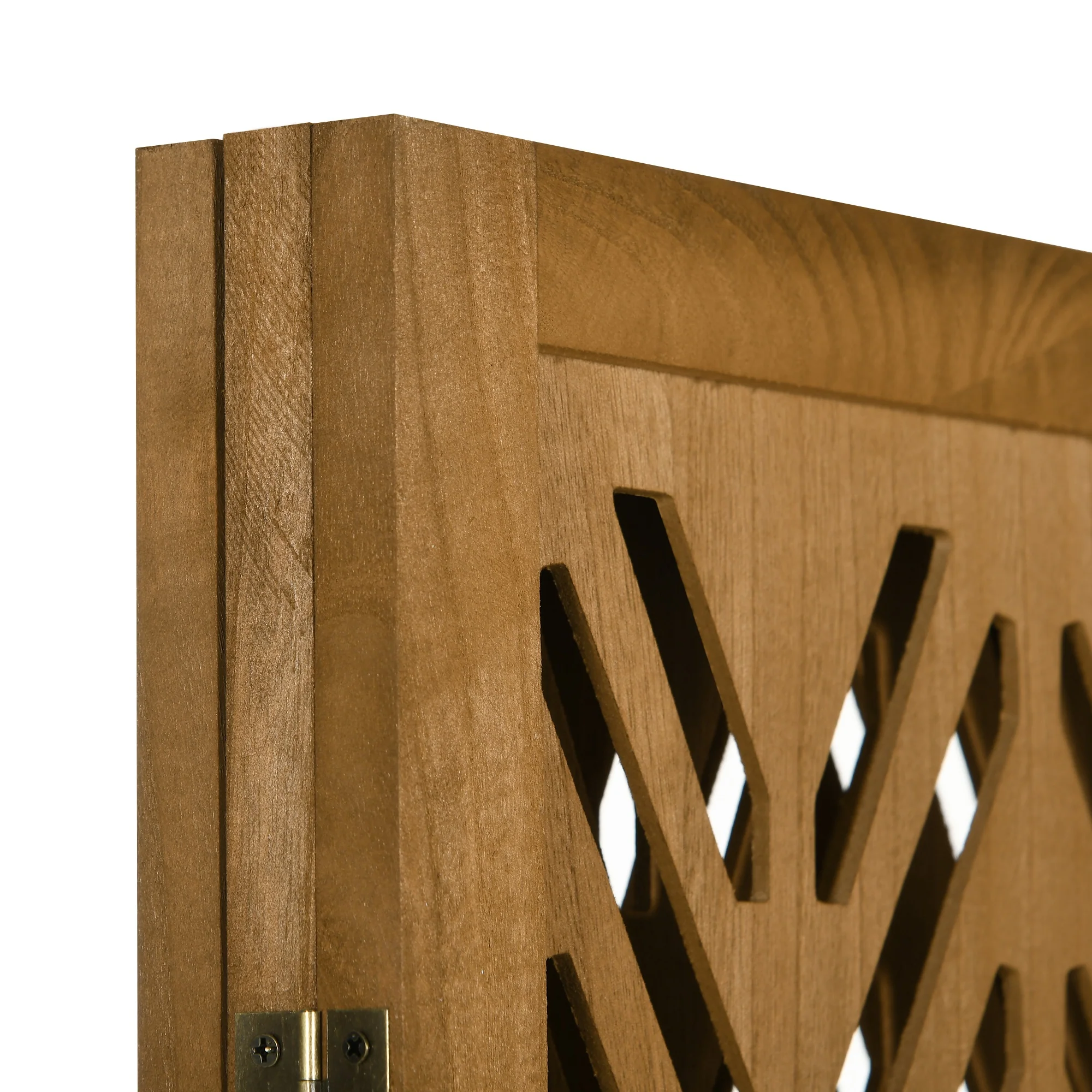 Paravent en bois ajouré séparateur de pièce closion intérieur pliable 4 panneaux en bois 160 x 170 cm naturel - Image 10