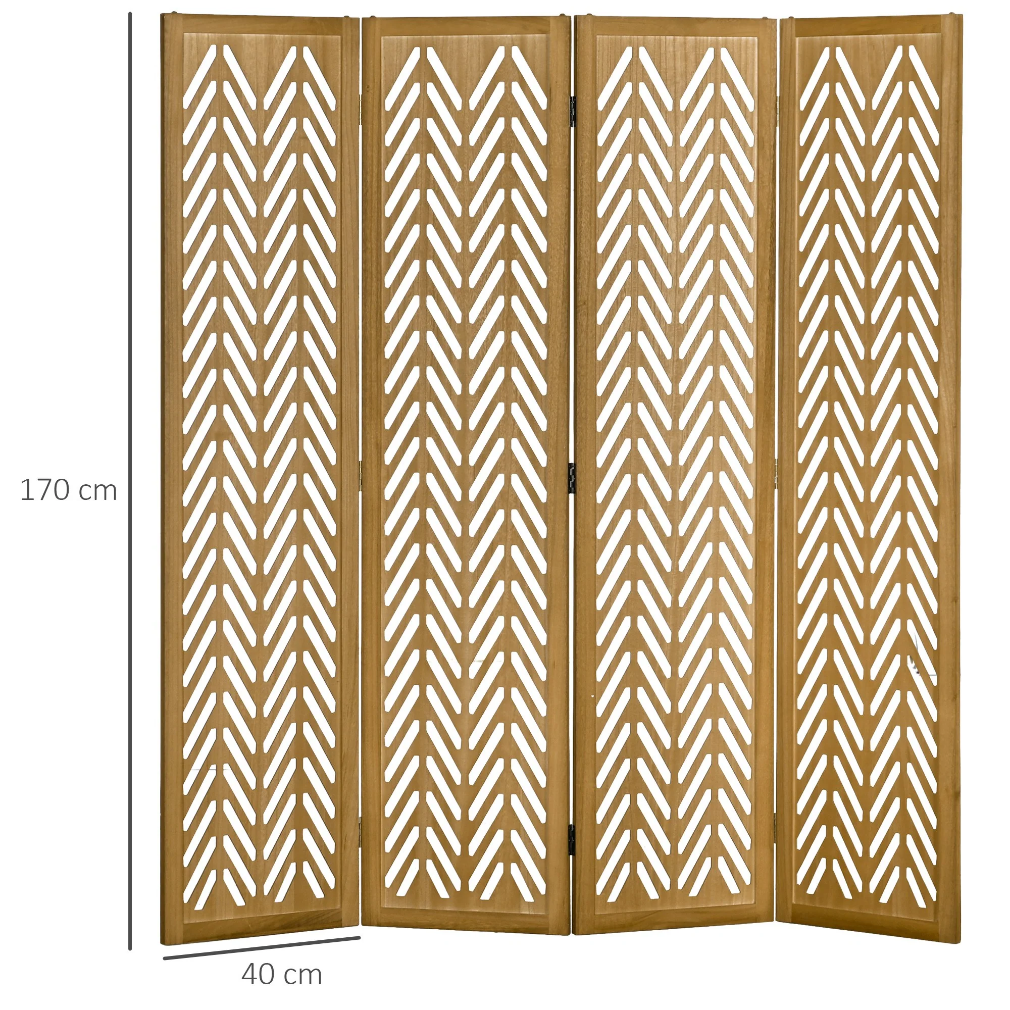 Paravent en bois ajouré séparateur de pièce closion intérieur pliable 4 panneaux en bois 160 x 170 cm naturel - Image 4