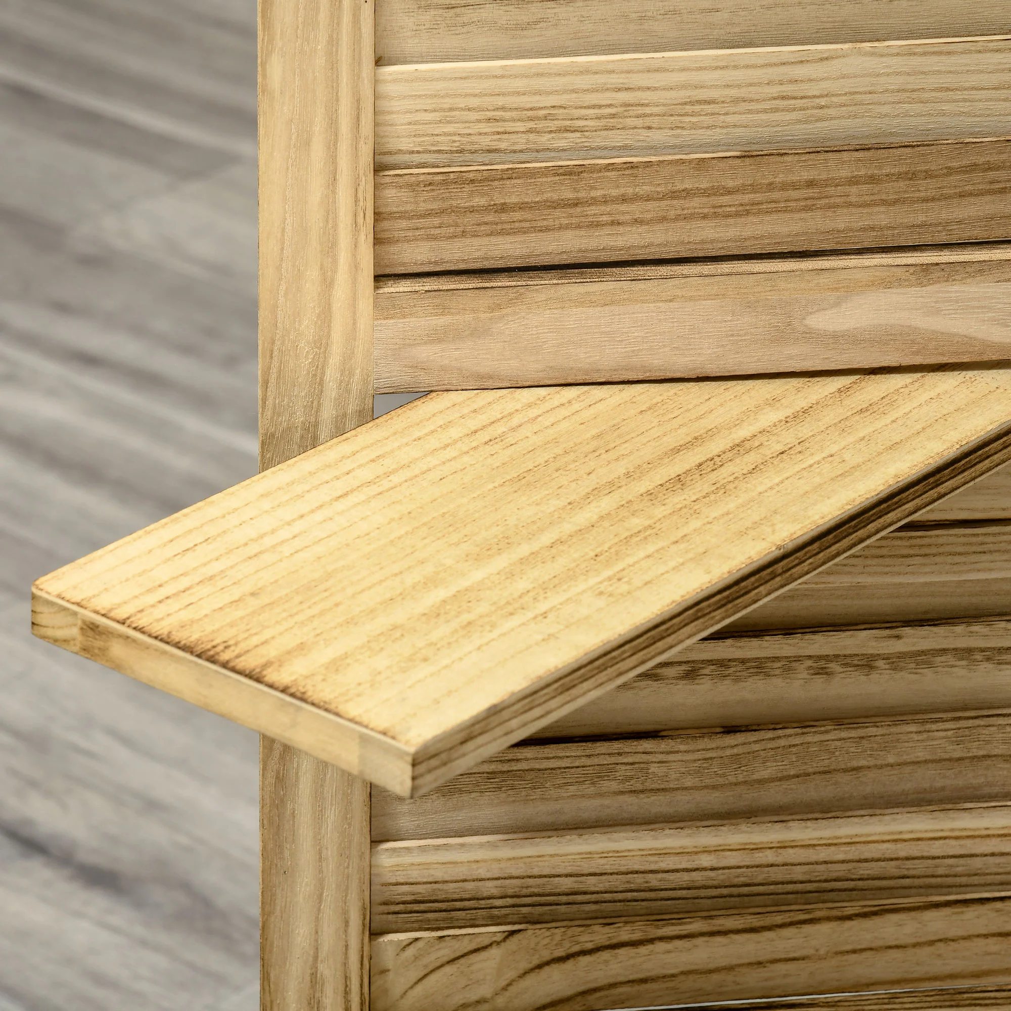 Paravent intérieur 4 Panneaux 162L x 170H cm 3 étagères Pliables séparateur de pièce Portes persiennes Bois de Paulownia Naturel - Image 10