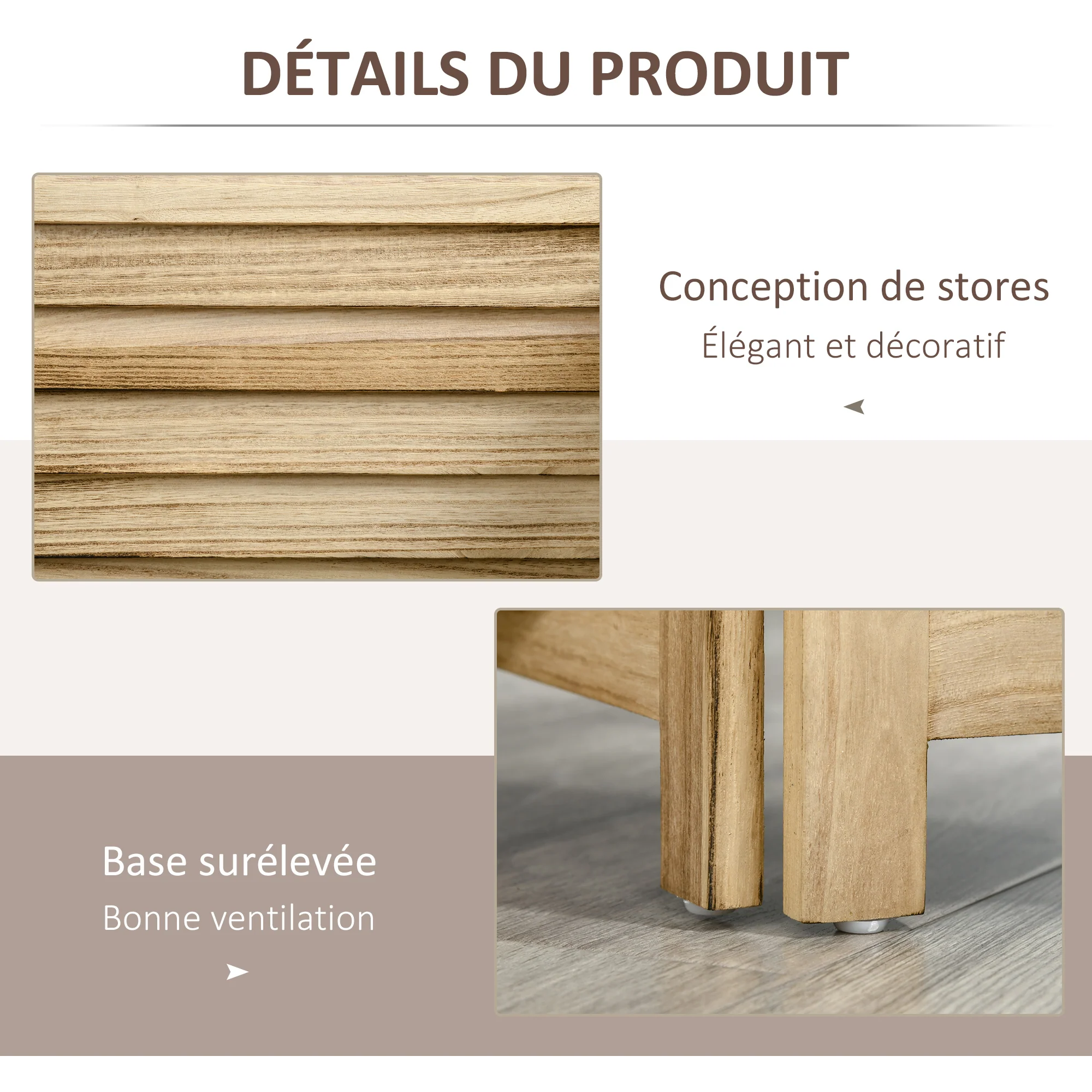 Paravent intérieur 4 Panneaux 162L x 170H cm 3 étagères Pliables séparateur de pièce Portes persiennes Bois de Paulownia Naturel - Image 7