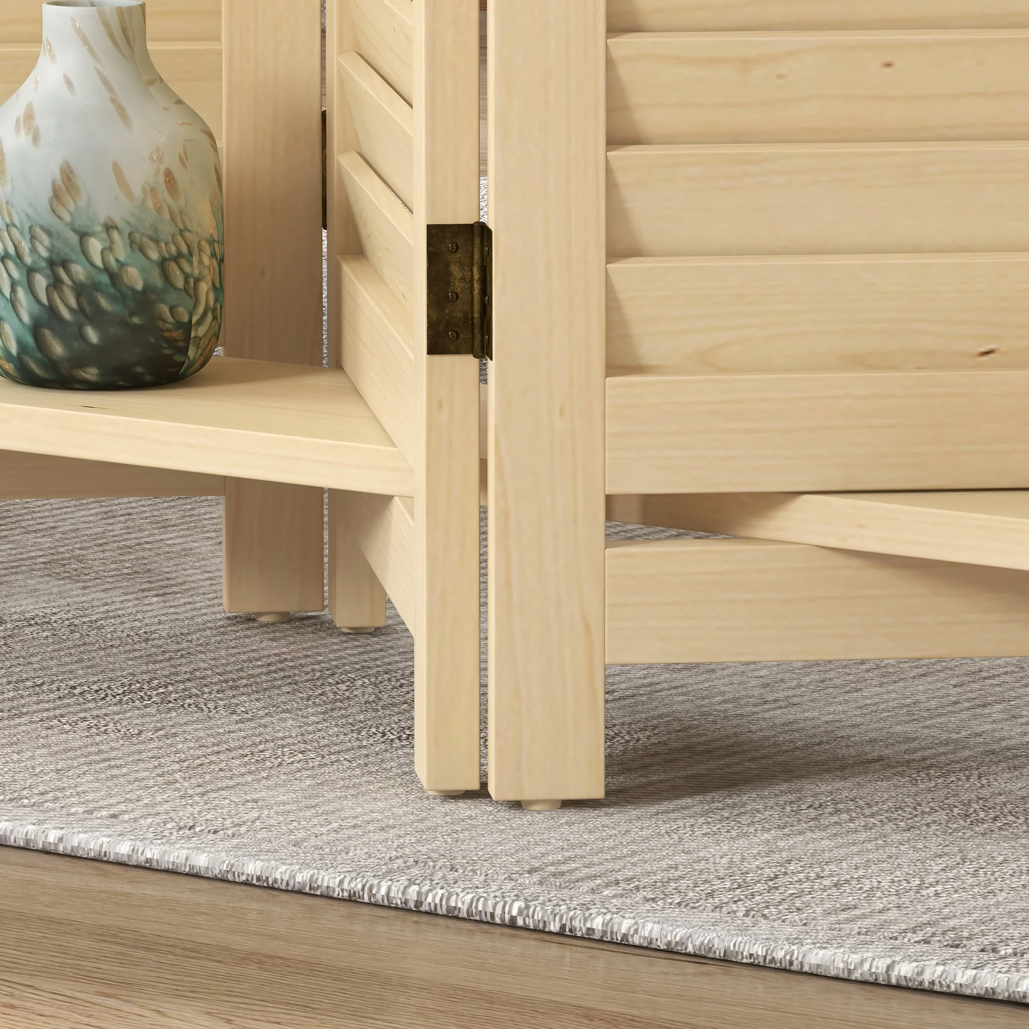 Paravent intérieur en bois 4 panneaux 160 x 170 cm, séparateur de pièce pliable avec 3 étagères, cloison de séparation pour salon, chambre à coucher, maison, naturel - Image 10