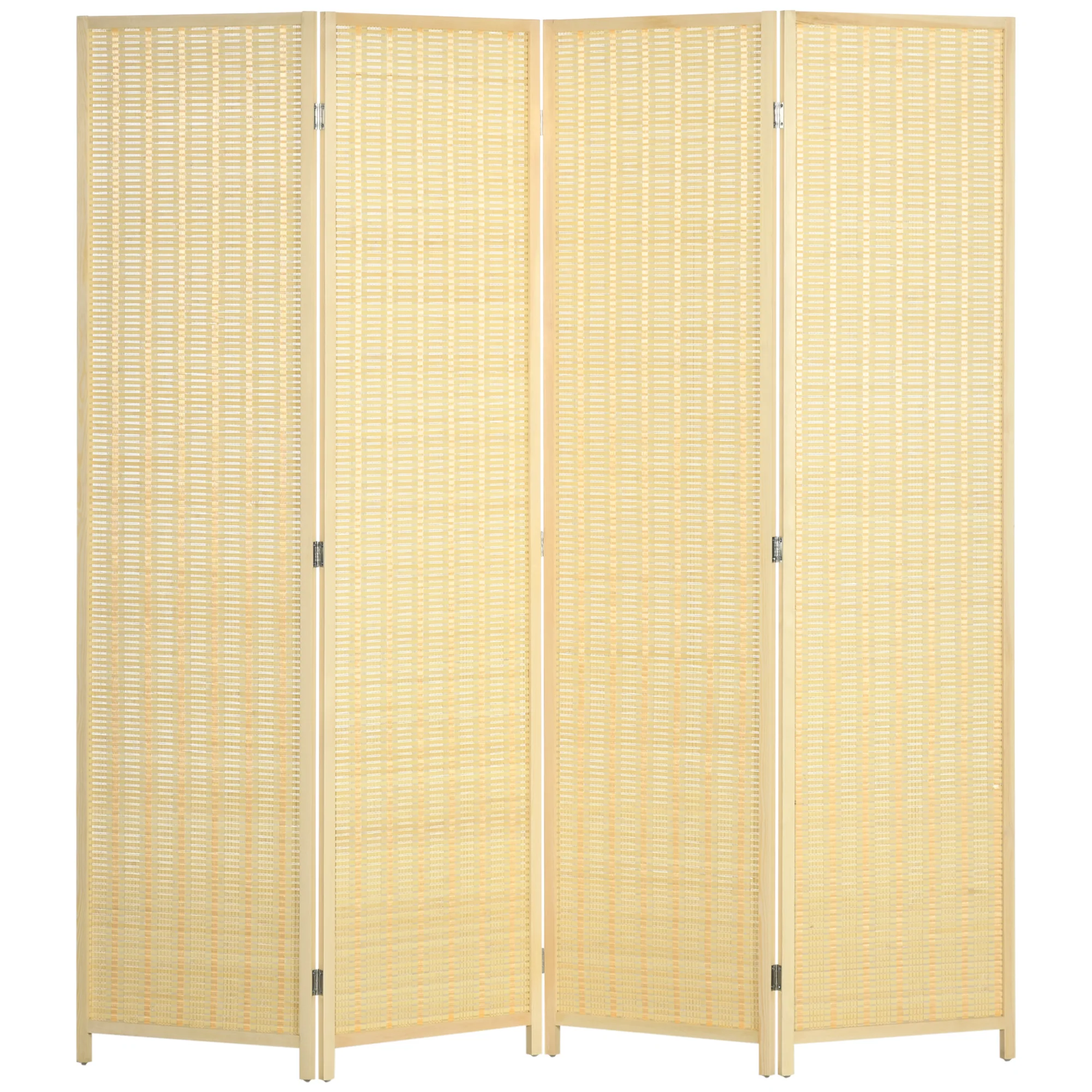 Paravent interieur en bois 4 panneaux 180 x 180 cm séparateur de pièce pliable cloison de séparation pour salon chambre à coucher maison, bois naturel - Image 2