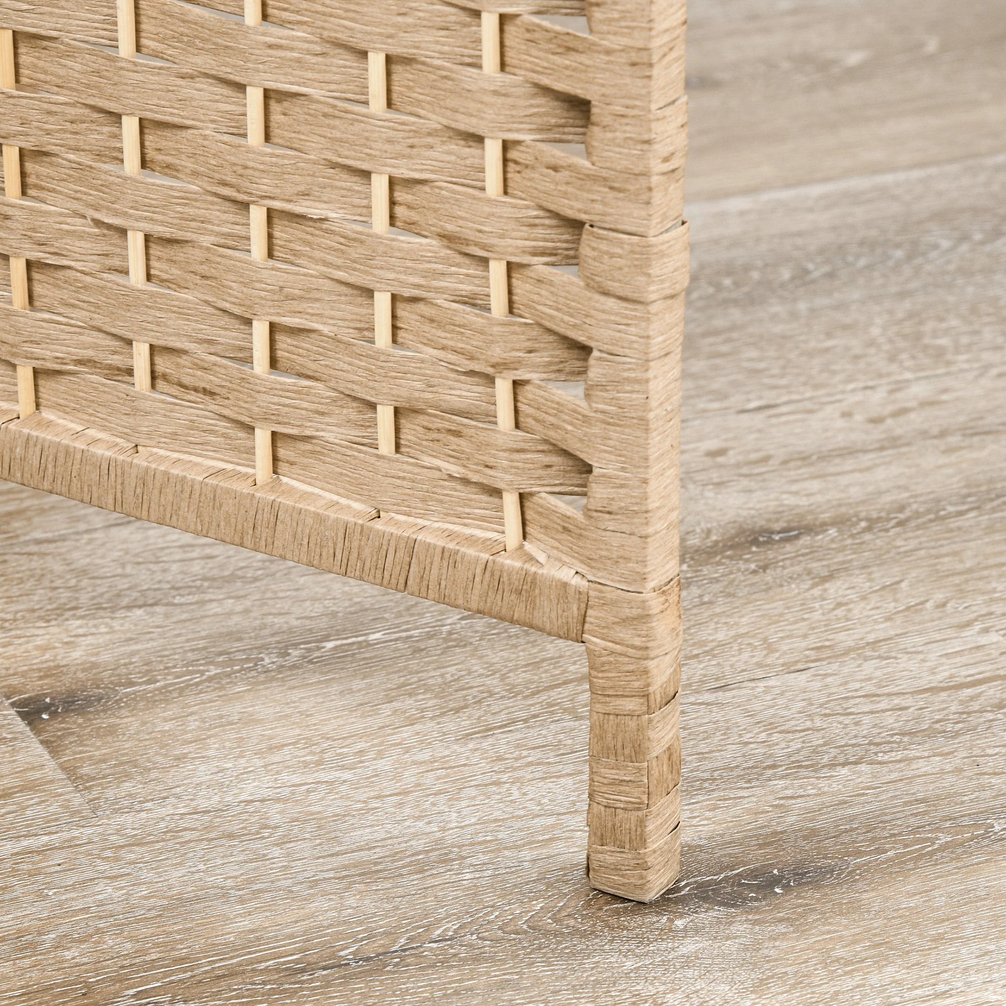 Paravent séparateur de pièce 4 panneaux 160 x170 cm avec 2 étagères, pliable, en bois pour le bureau, salon, chambre, bois naturel - Image 10