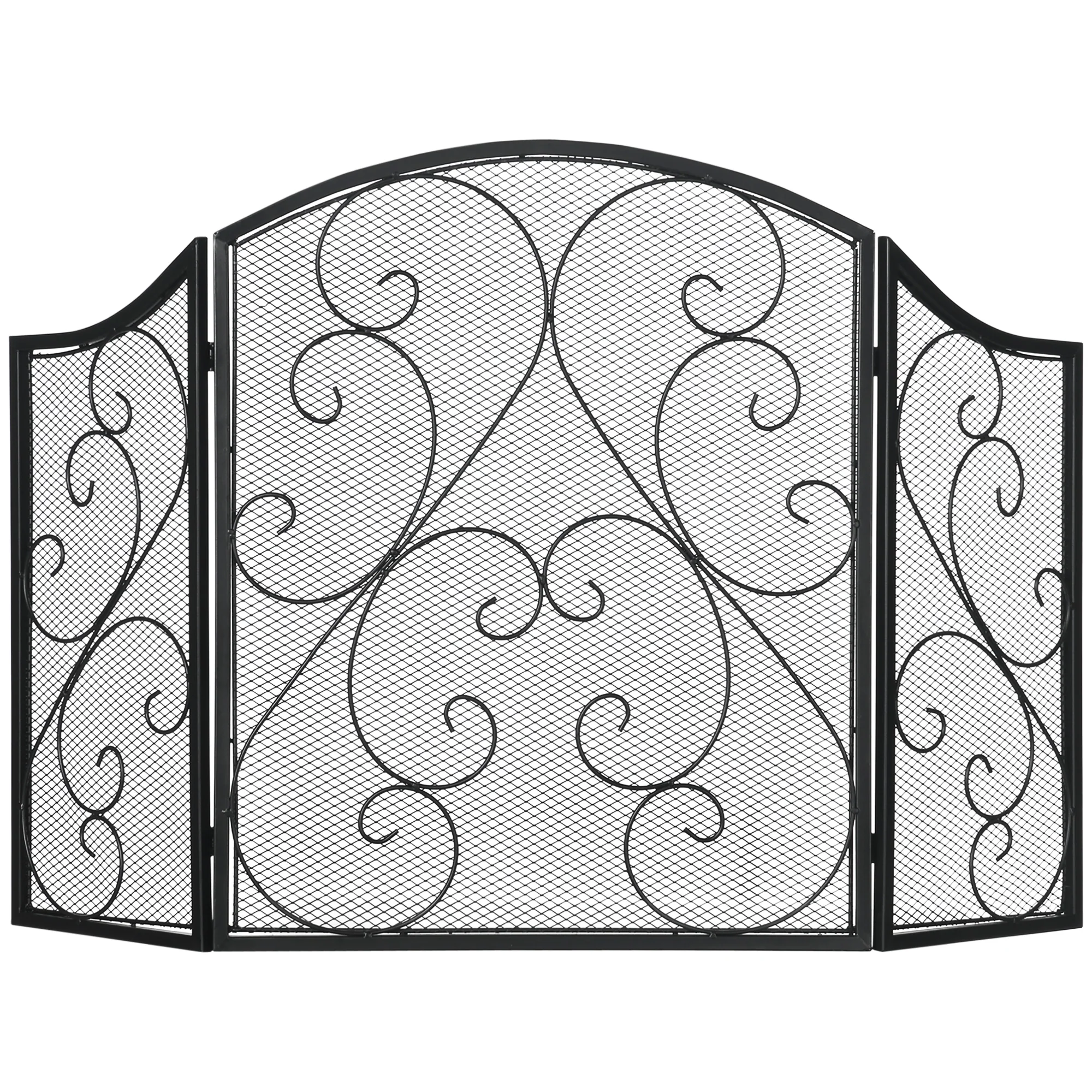Pare-feu cheminée pare-étincelles 3 volets pliables grille de protection pour cheminée ou poêle - dim. 66 x 31 x 81 cm - métal noir - Image 11