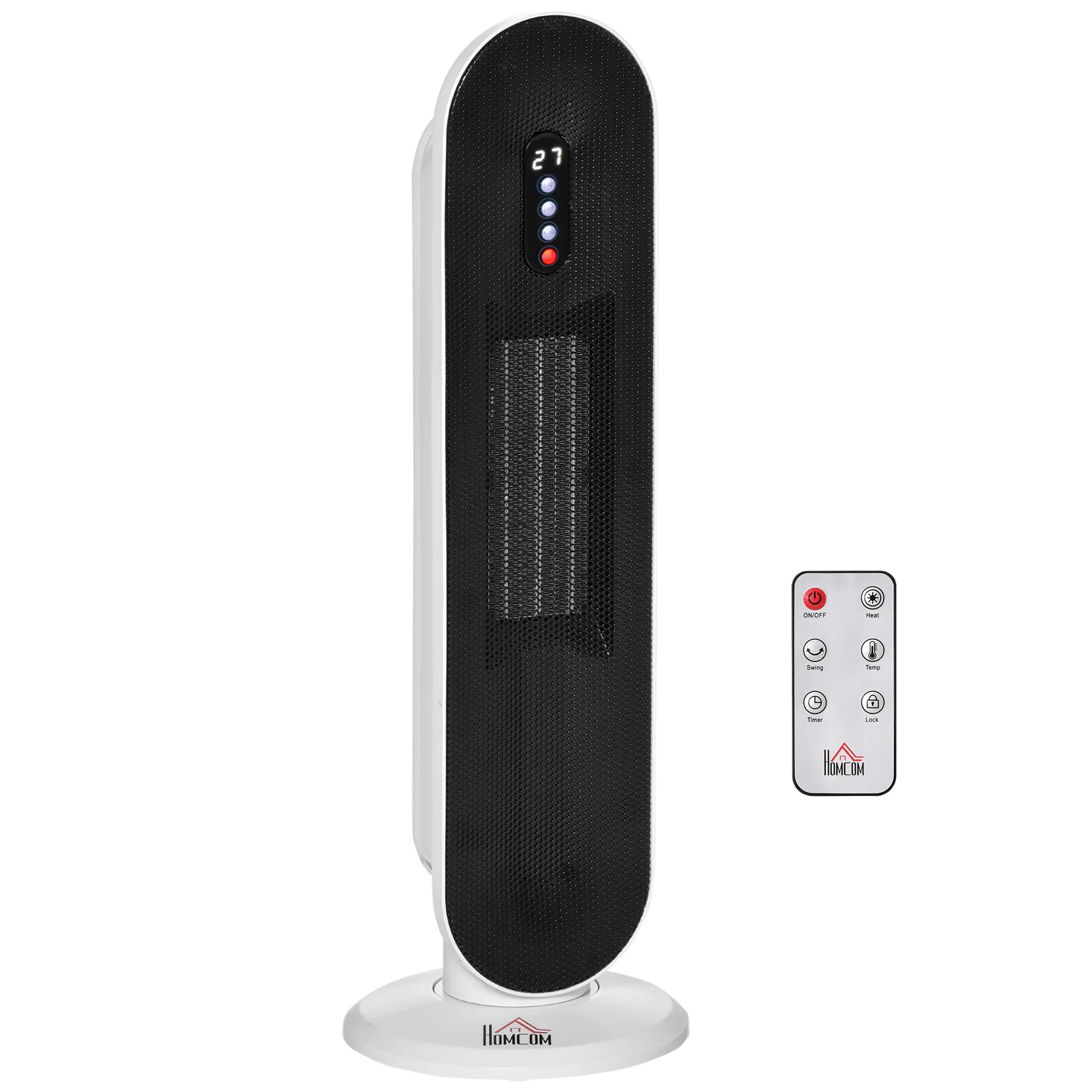 Radiateur électrique Chauffage soufflant oscillant 45° minuterie 24H 1200/2000 W - céramique PTC - télécommande incluse - chauffage d'appoint protection contre renversement et surchauffe noir - Image 2